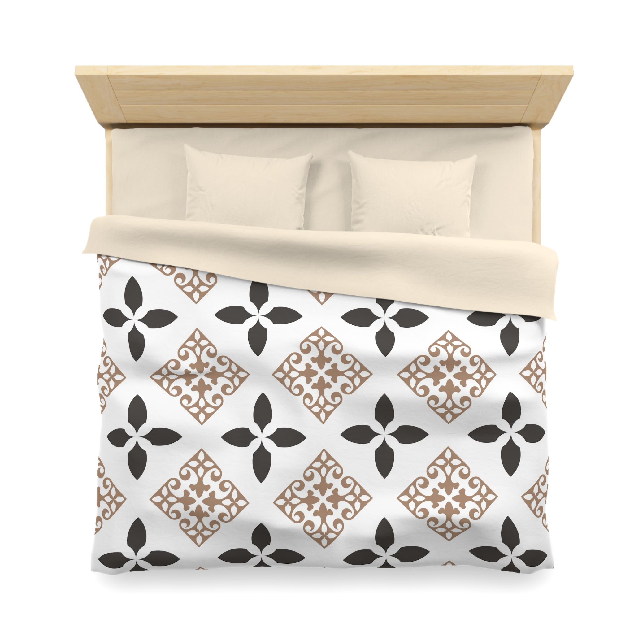 Retro Duvet Cover | White Black, Beige Art Deco Bedding | Bedroom Decor