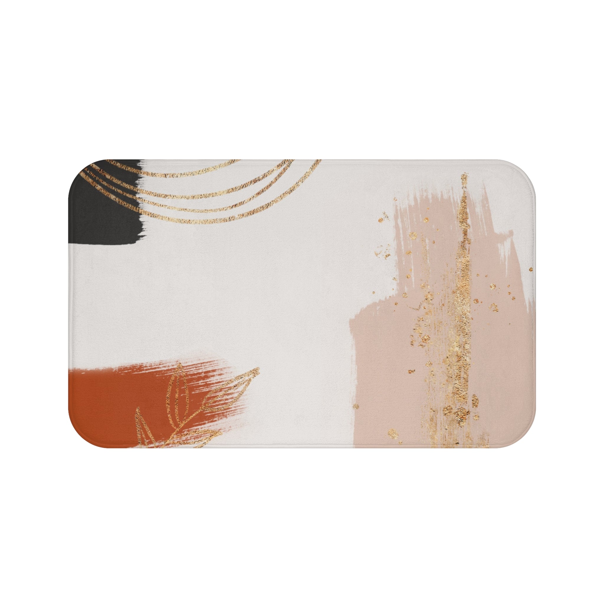 Boho Bath Mat | Mid Century Earthy, Beige Rust Kitchen Mat