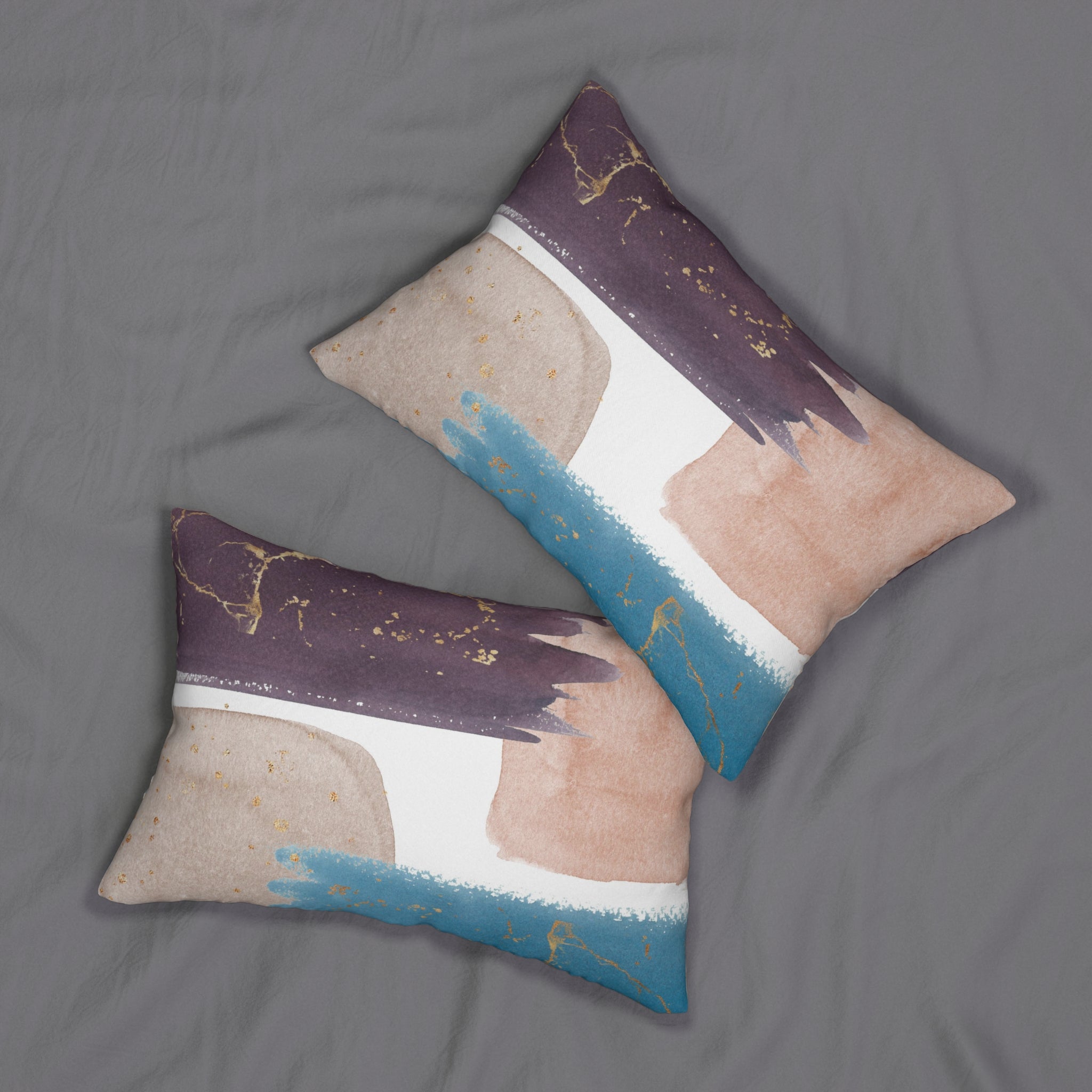 Abstract Lumbar Pillow | Watercolor Mauve Purple Blue