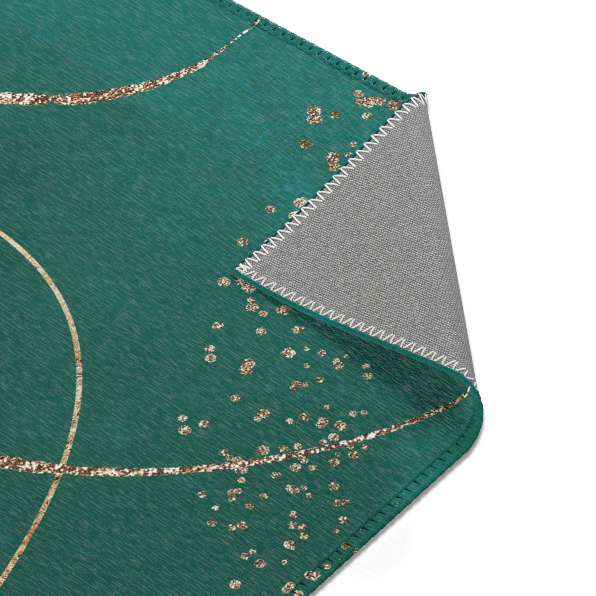Abstract Boho Area Rug | Modern Green, Muted Gold Watercolor