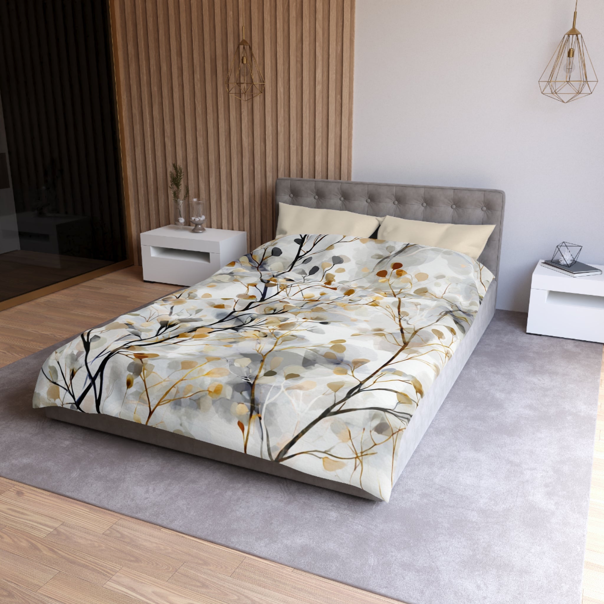 Floral Duvet, Pillow Cover | White Beige Bedroom Decor