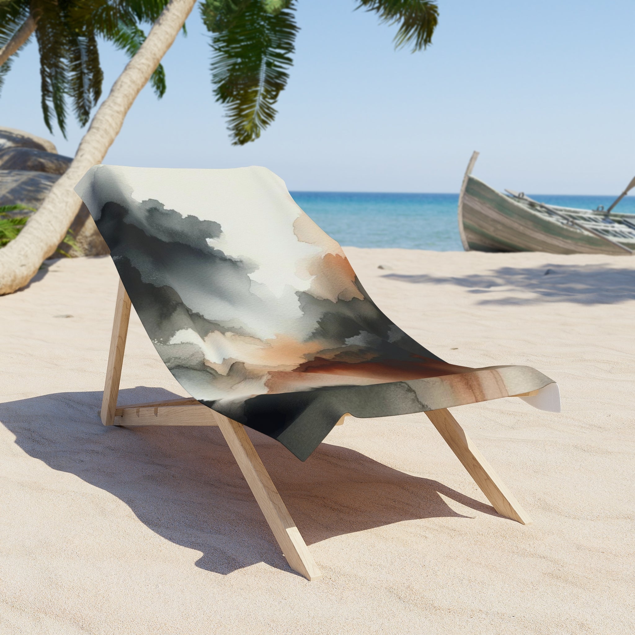 Bath, Beach Towel | Dark Black Grey, Rust Brown Towel