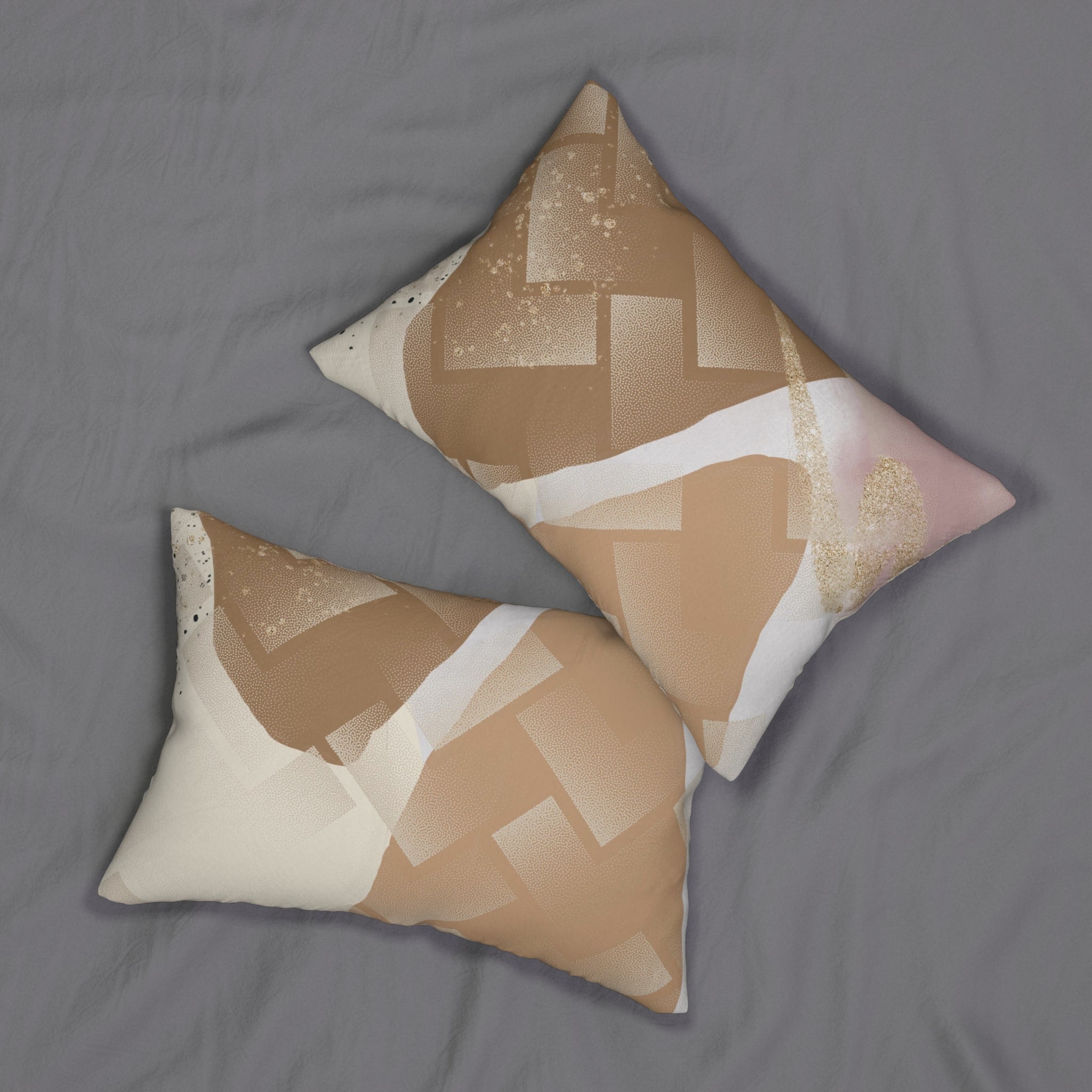 Abstract Lumbar Pillow | Beige brown Gold