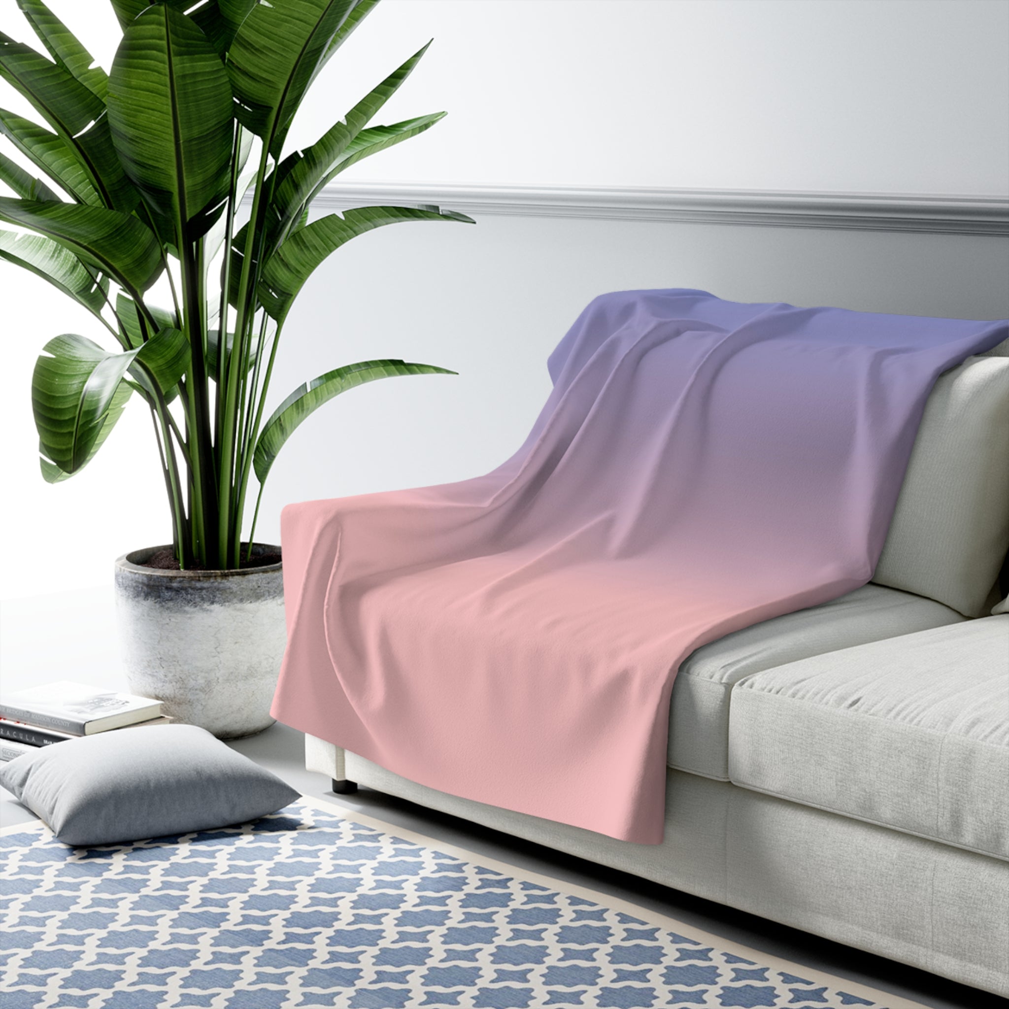 Abstract Ombre Throw Blanket | Pink Blue Gradient