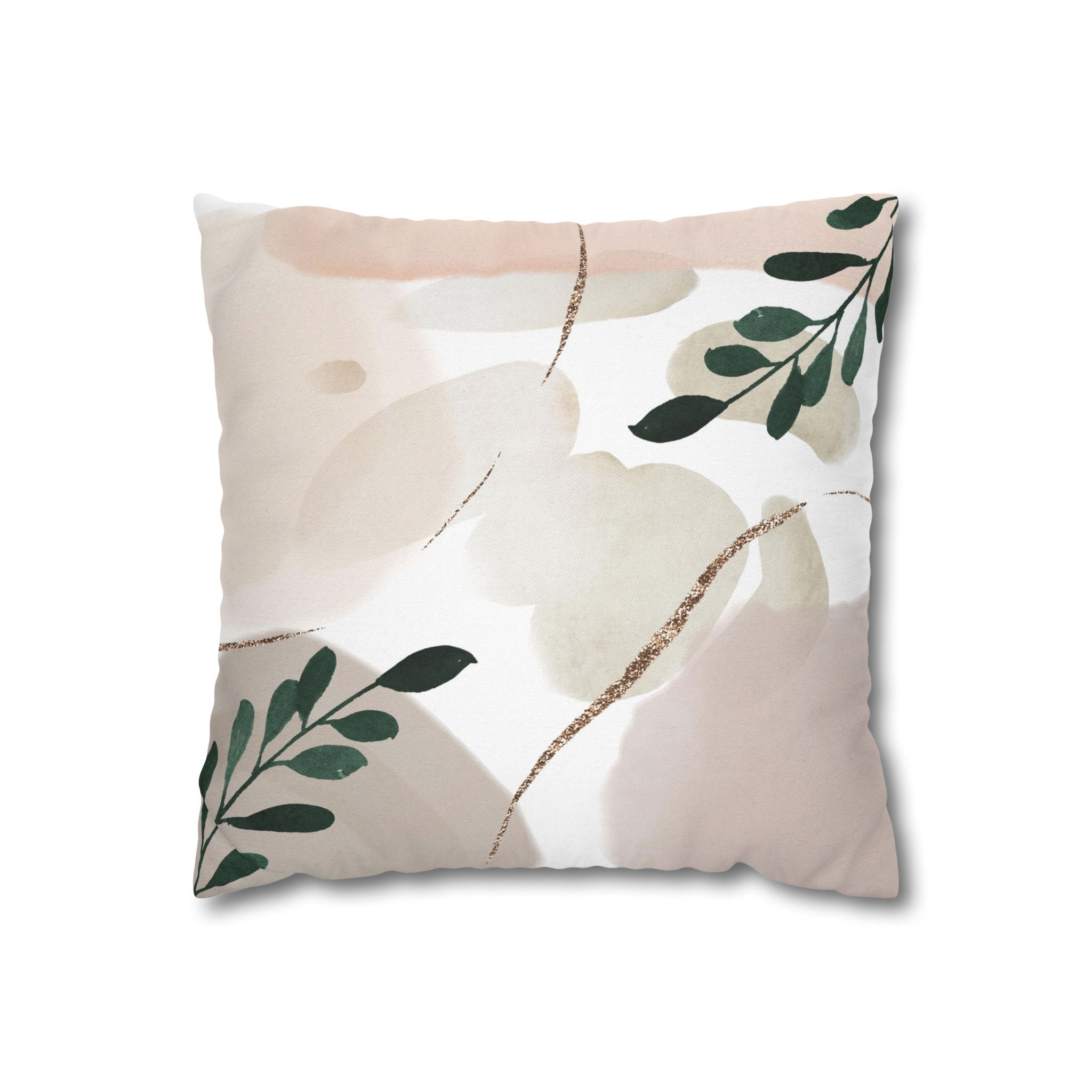 Abstract Throw Pillow Cover, Blush, Green Modern Organic Decor Cushion