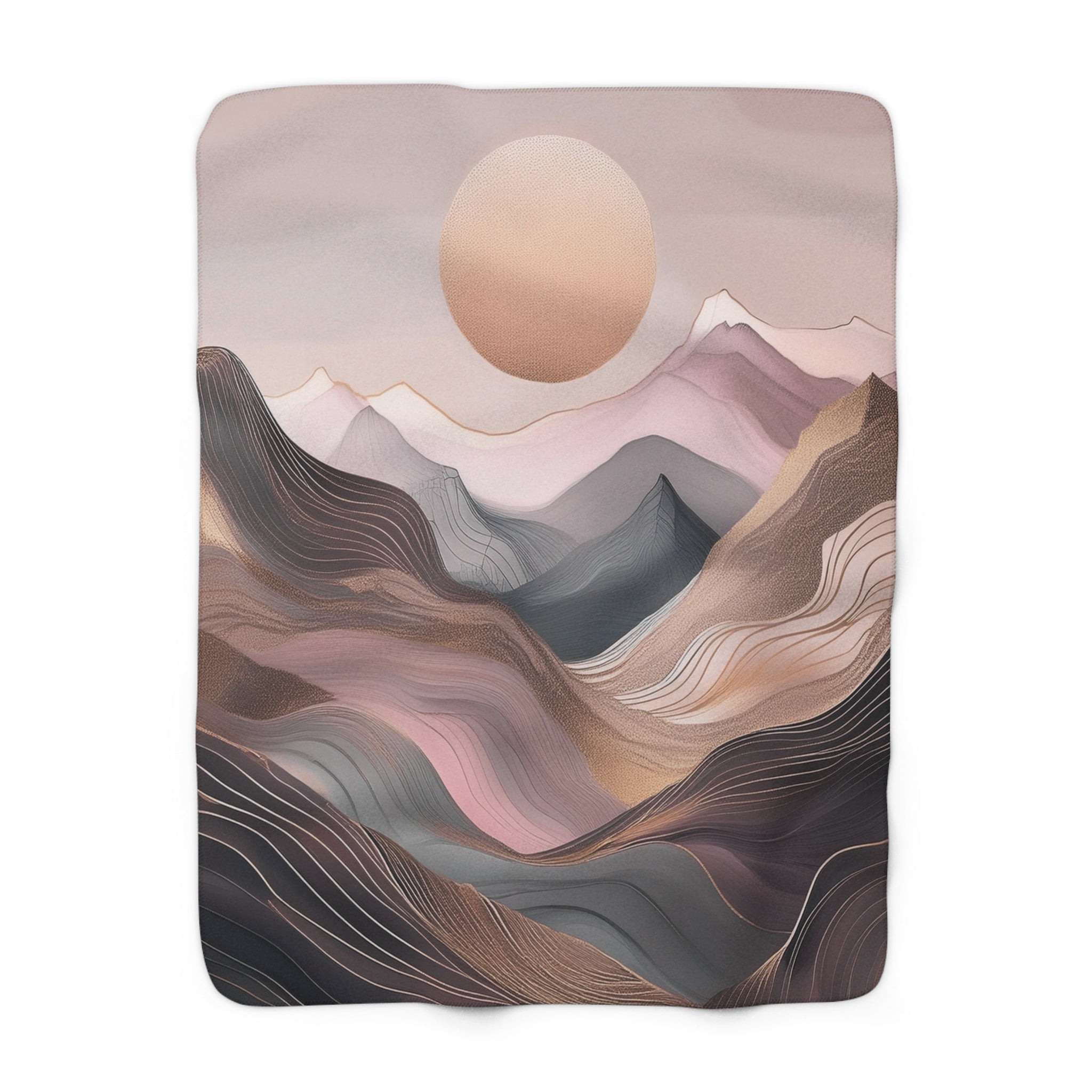 Boho Throw Blanket | Mauve Pink Grey Beige Moon