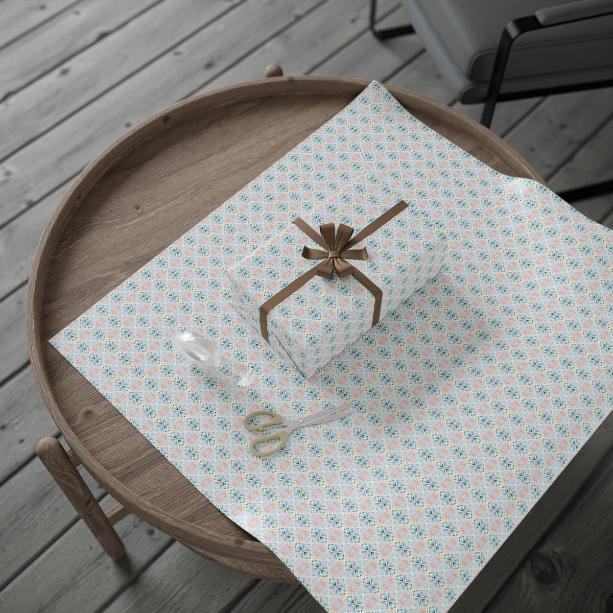 Blush Teal Olive Watercolor Wrapping Paper, Mirrored Gift Wrap