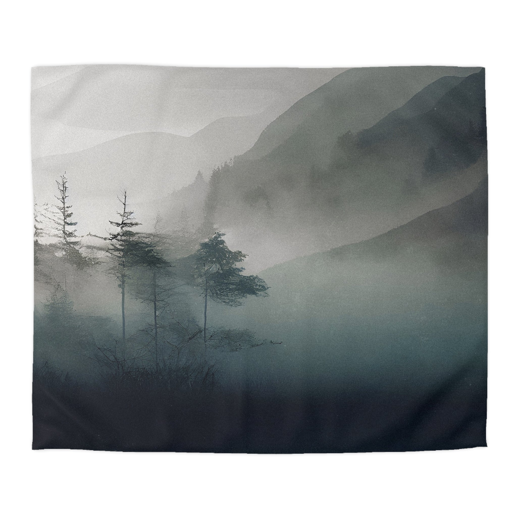 Rustic Abstract Duvet Cover | Dark Grey Forest Ombre | Bedroom Decor