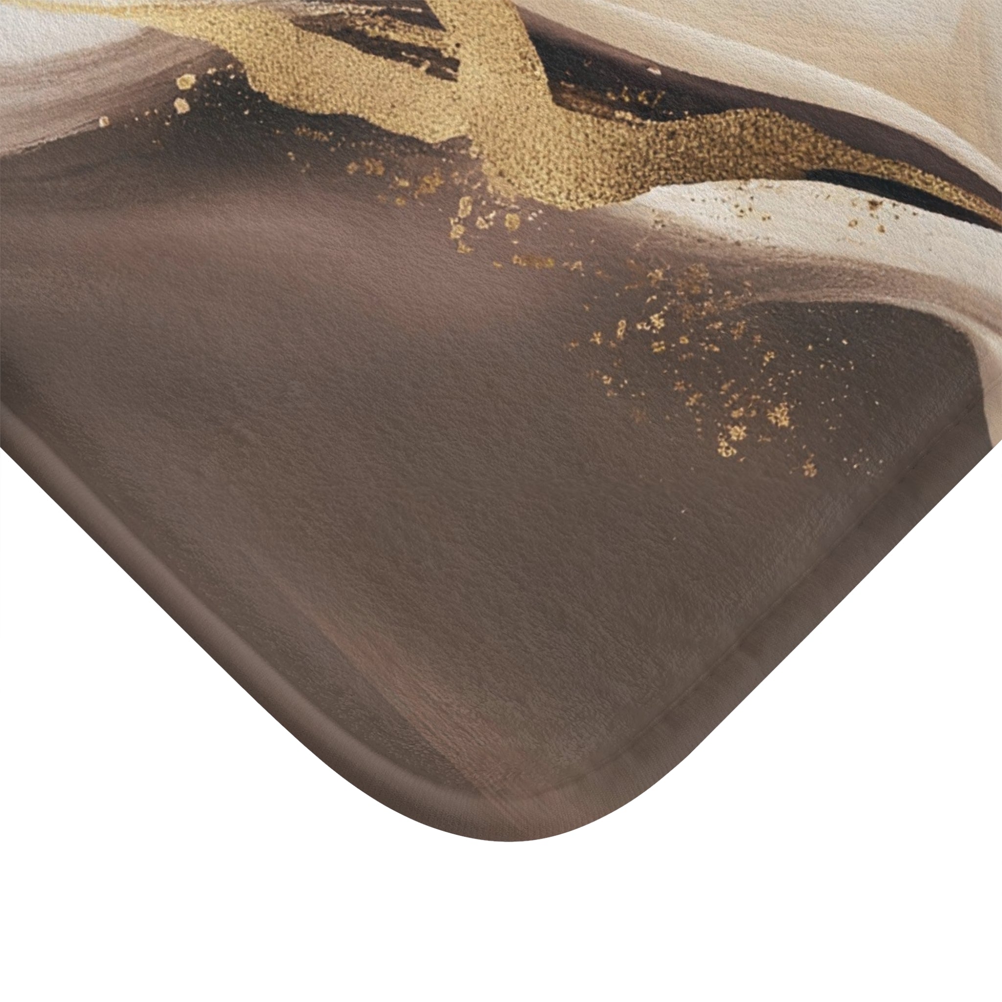 Boho Bath Mat | Brown Beige, Gold Abstract Kitchen Mat