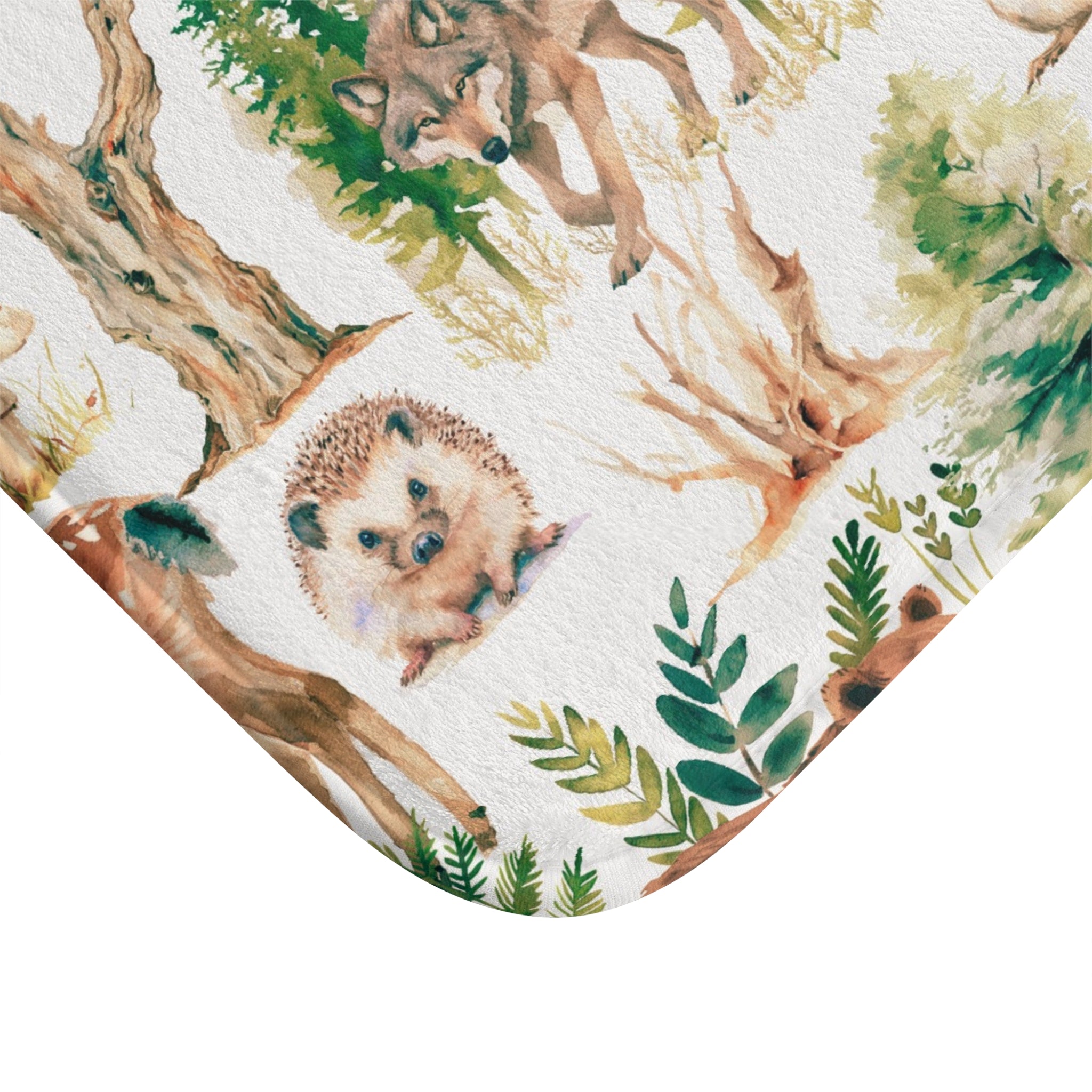 Forest Bath, Kitchen Mat | Nature Animals, Beige Green