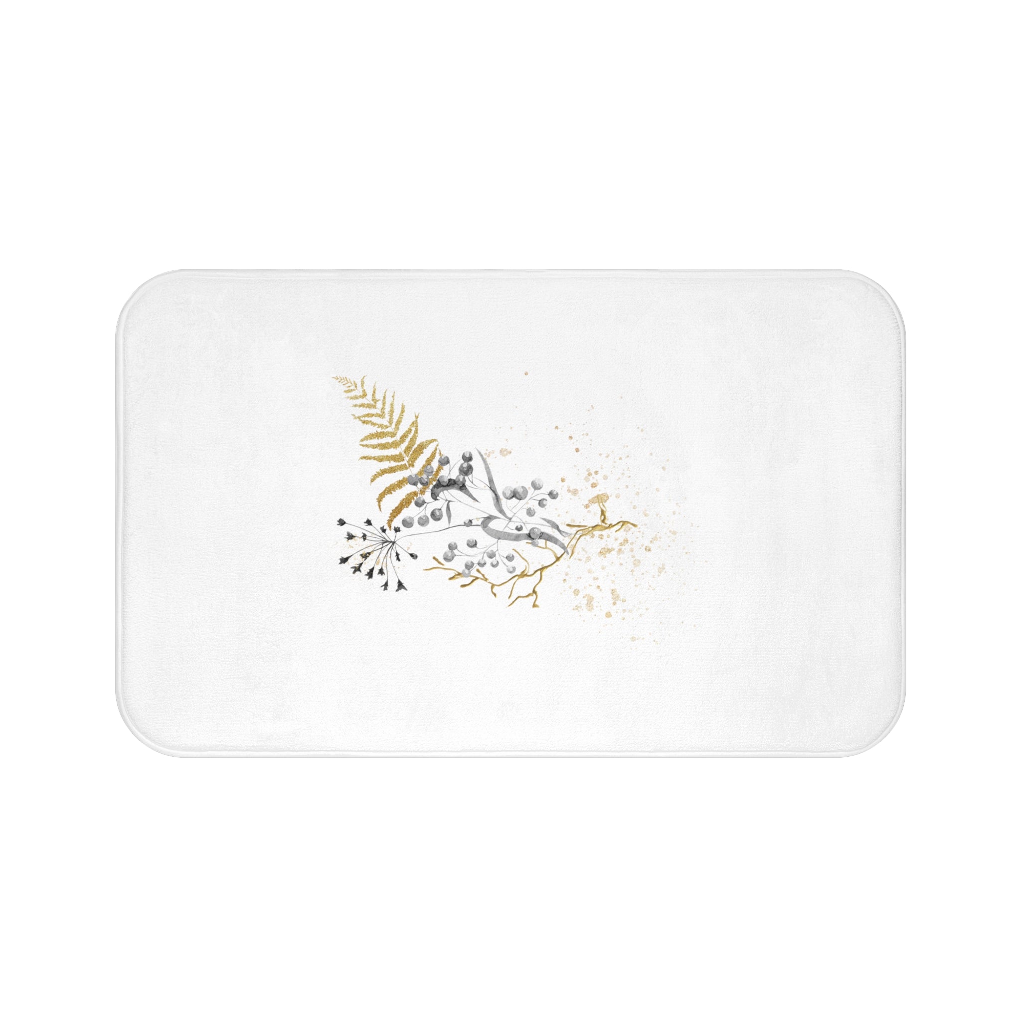 Floral Bath, Kitchen Mat | White Gray, Gold Beige