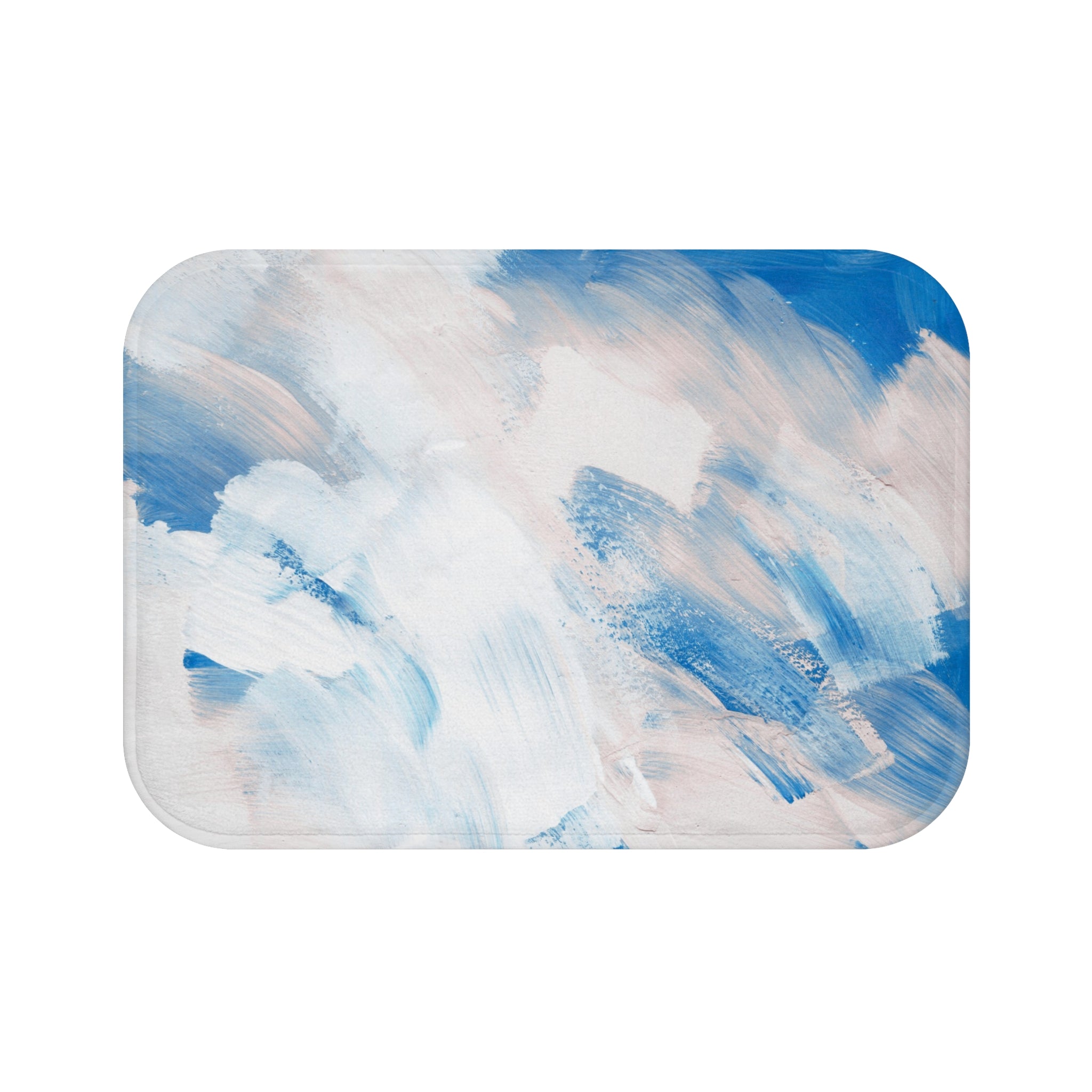 Abstract Bath Mat | Sky Ocean Blue Blush White Kitchen Mat