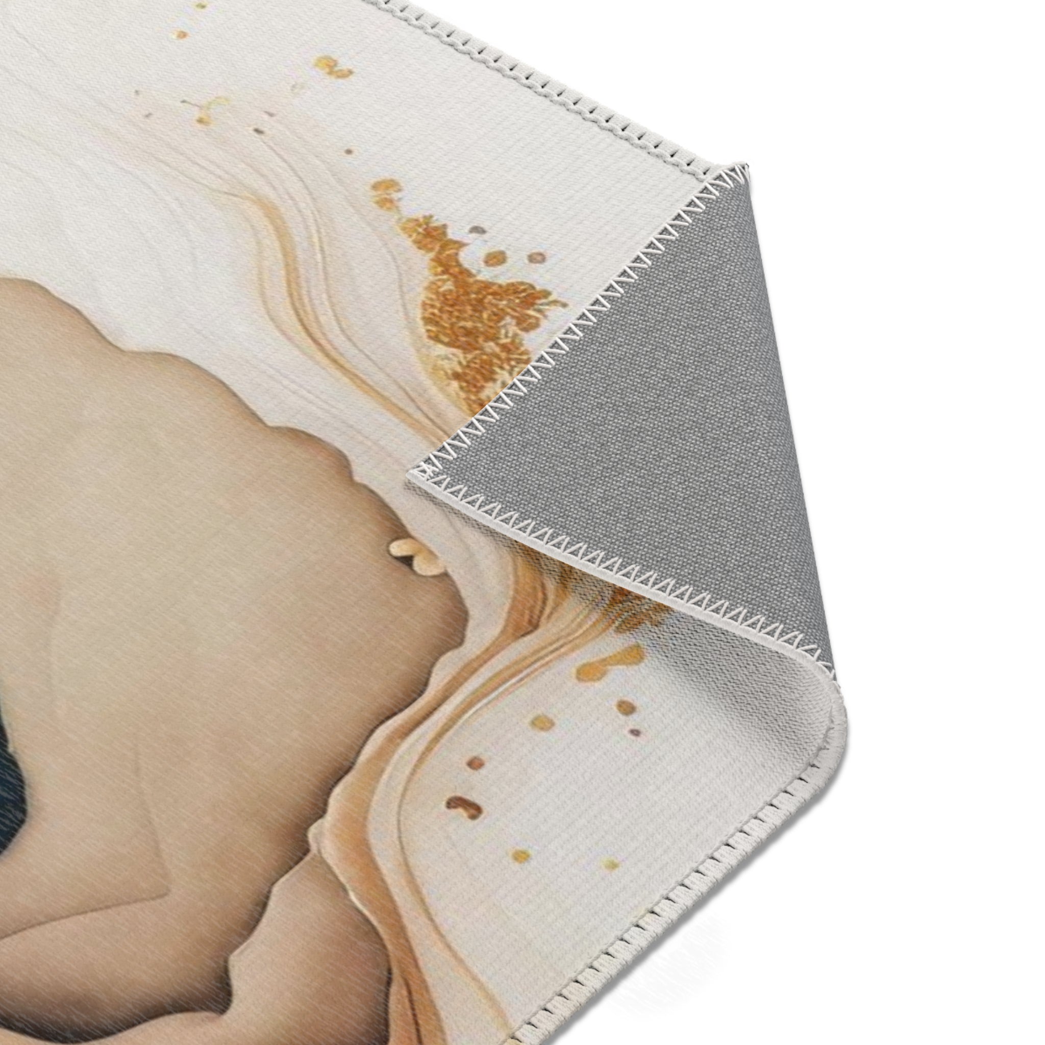 Abstract Large Area Rug | Navy Blue, Brown Beige Liquid Ink