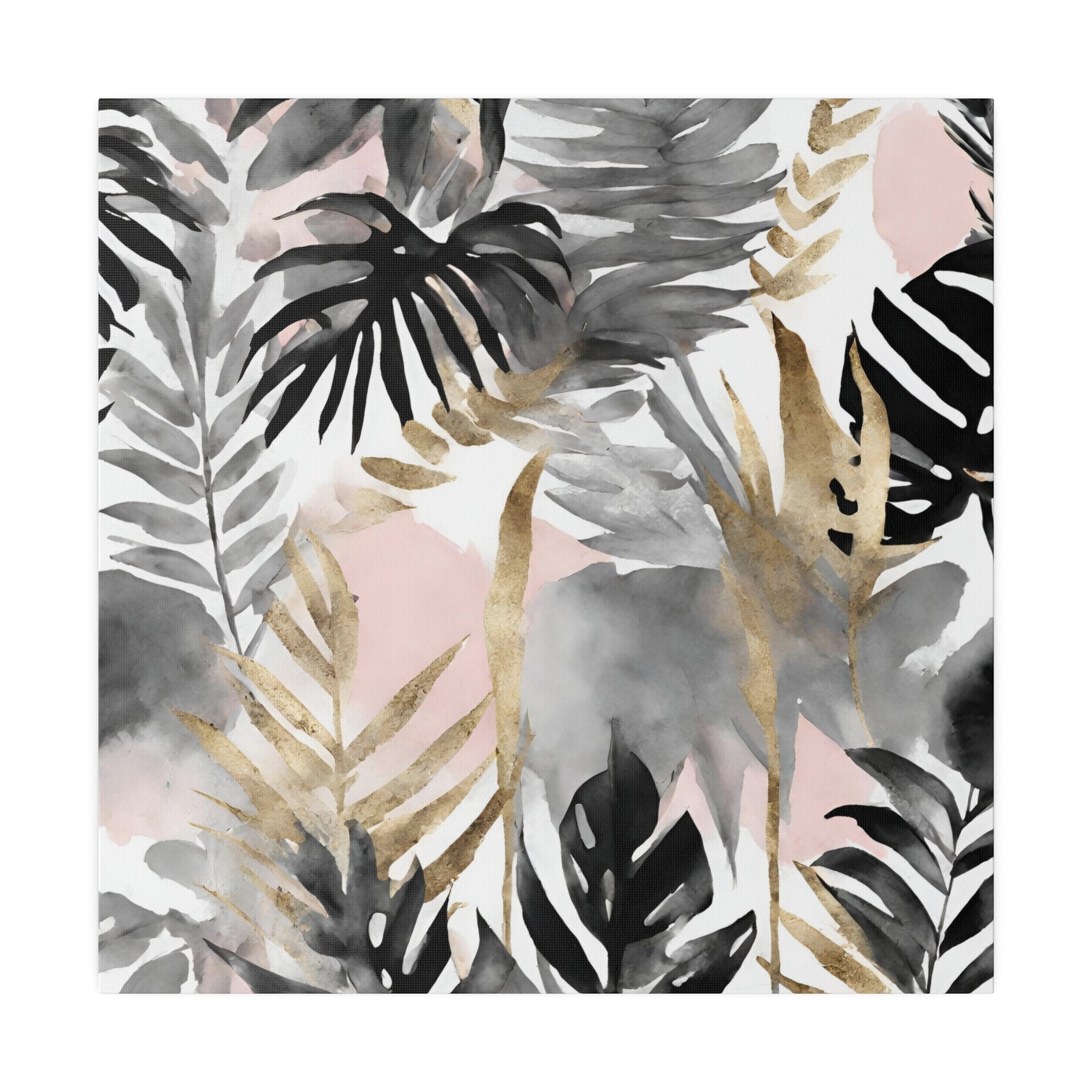Floral Canvas Wall Art | Black Grey Pink Wall Artwork