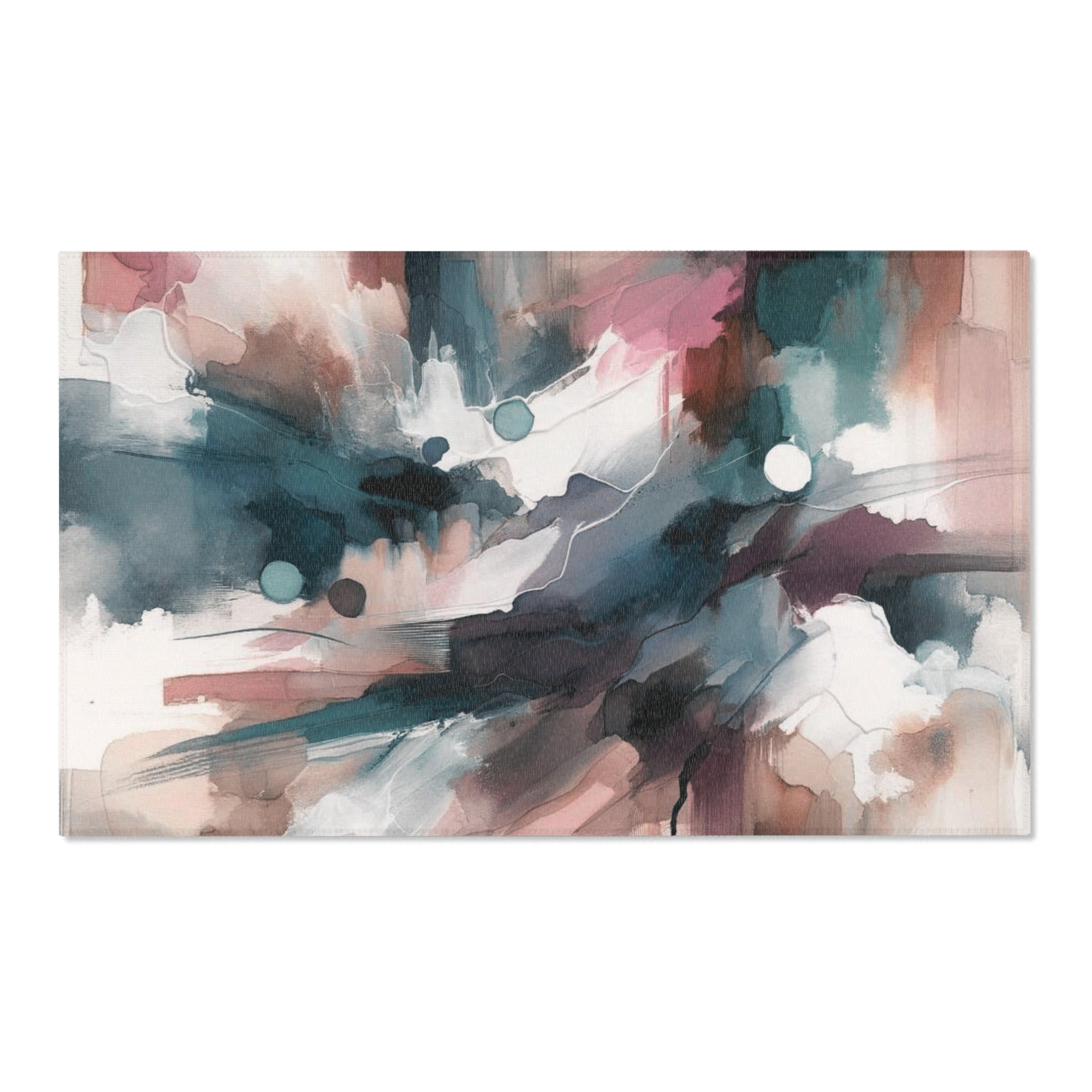 Abstract Large Area Rug | Navy Mauve Beige White