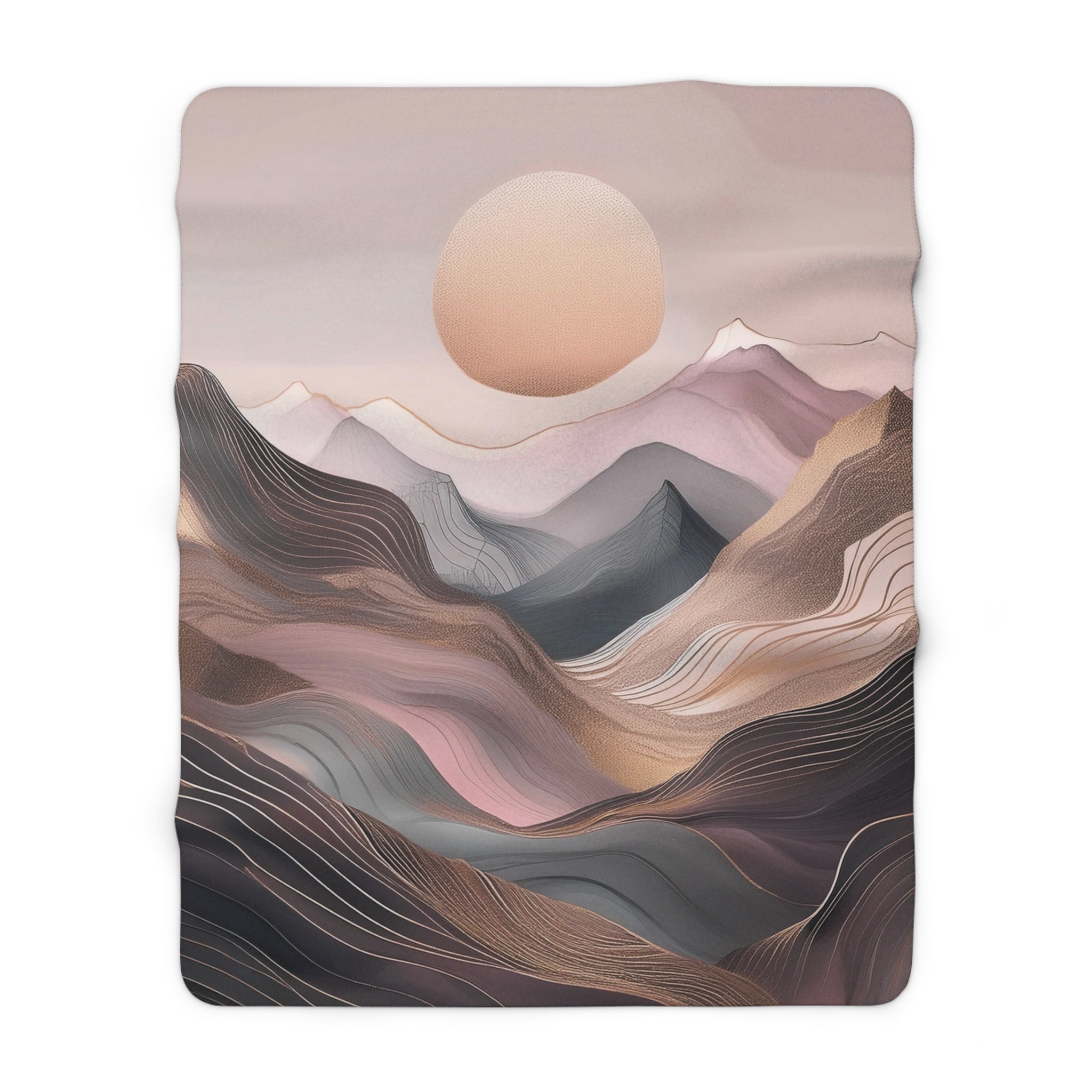 Boho Throw Blanket | Mauve Pink Grey Beige Moon
