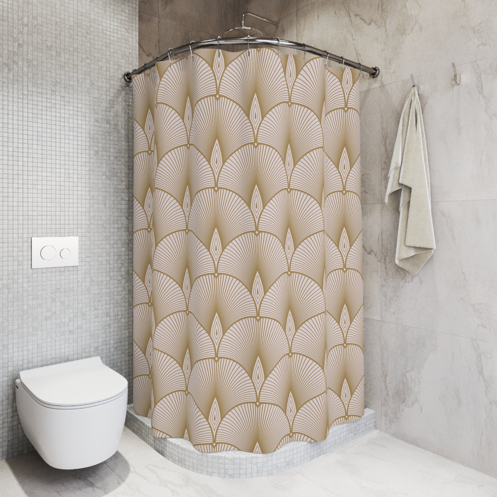 Art Nouveau Shower Curtain | Beige Retro Decor