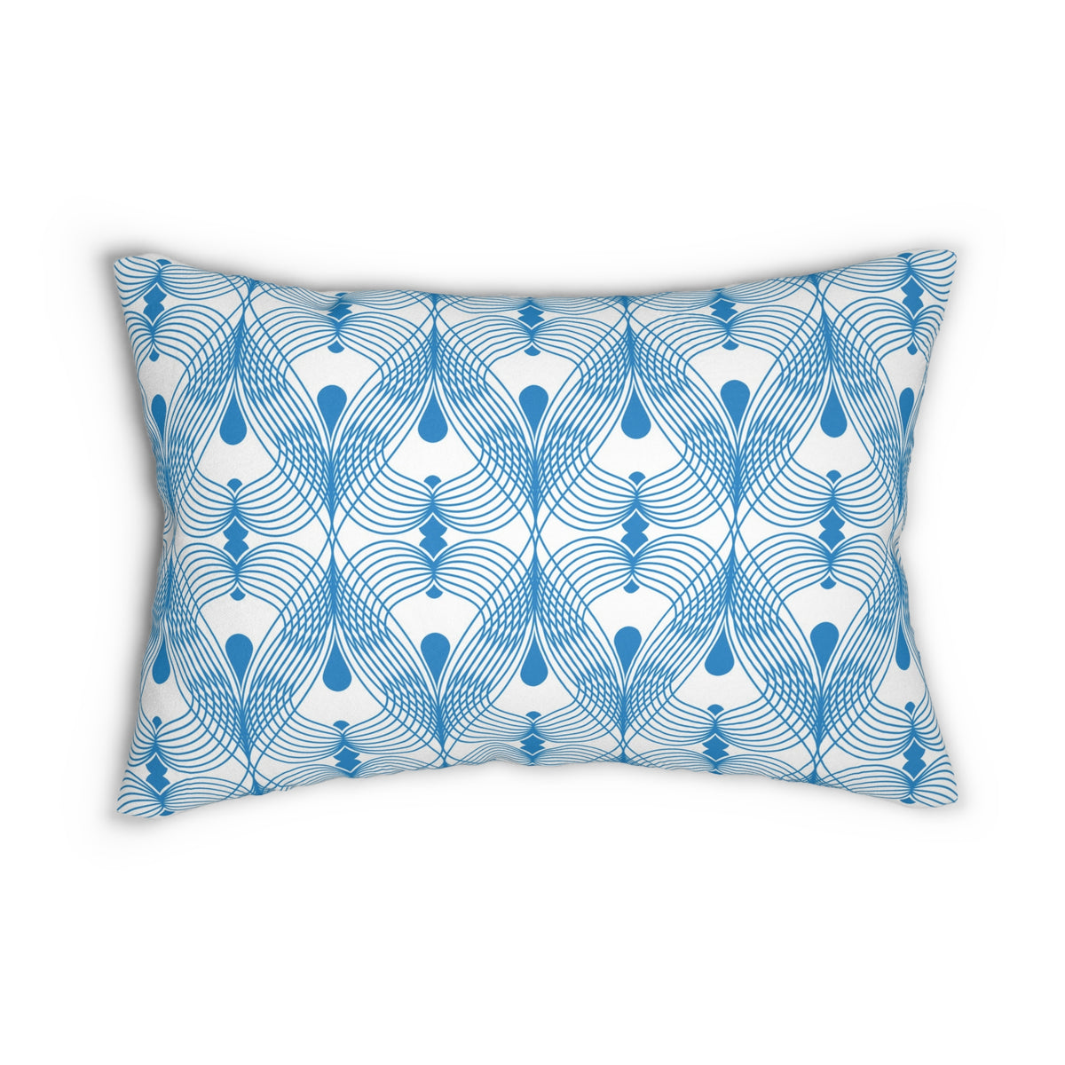 Sky Blue Deco Fan Lumbar Pillow 14x20, Coastal Accent Pillow