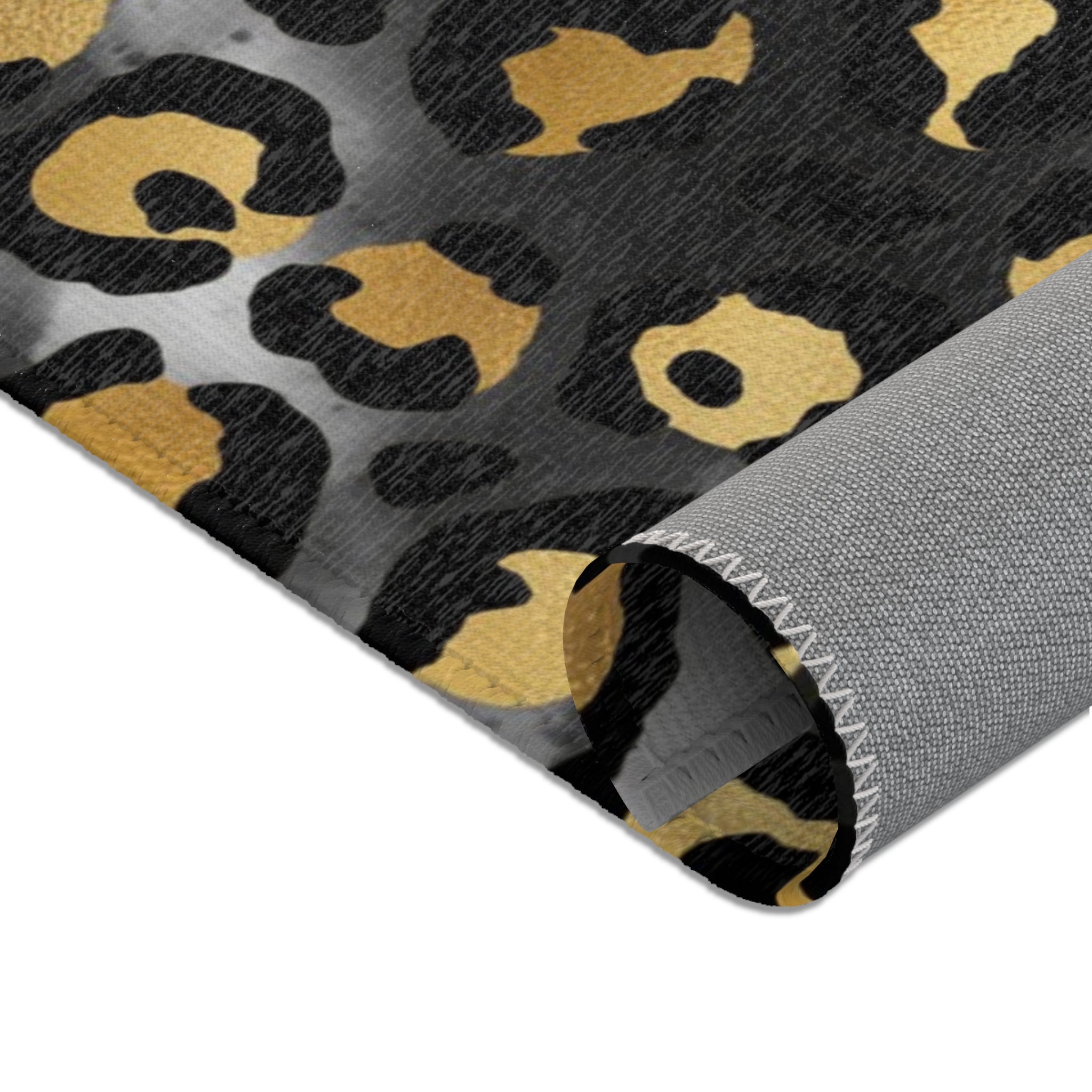 Large Area Rug | Gold Beige, Black Ombre Animal Print