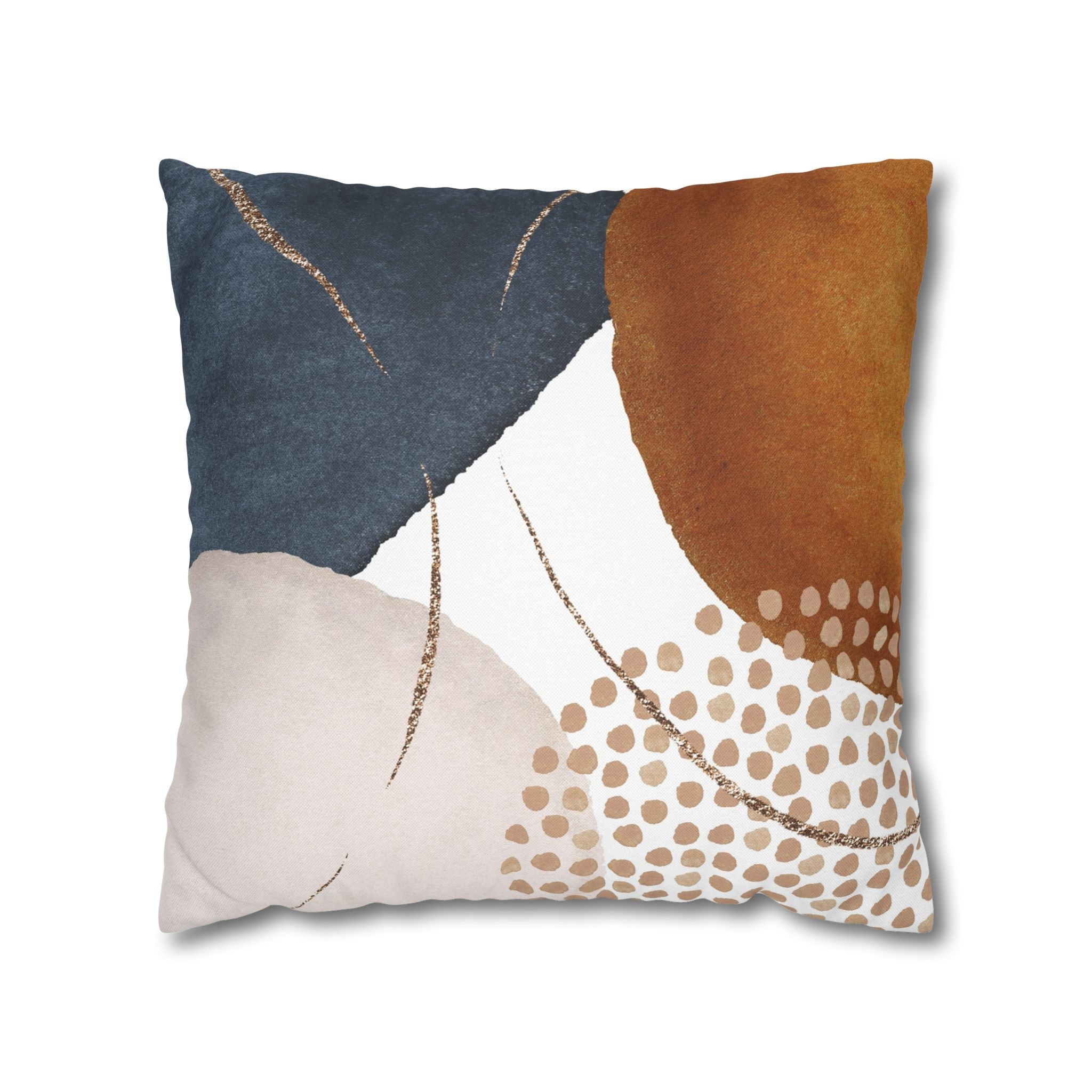 Abstract Pillow Cover | Earthy Neutral Blue Burnt Orange Beige Watercolor Pillowcase