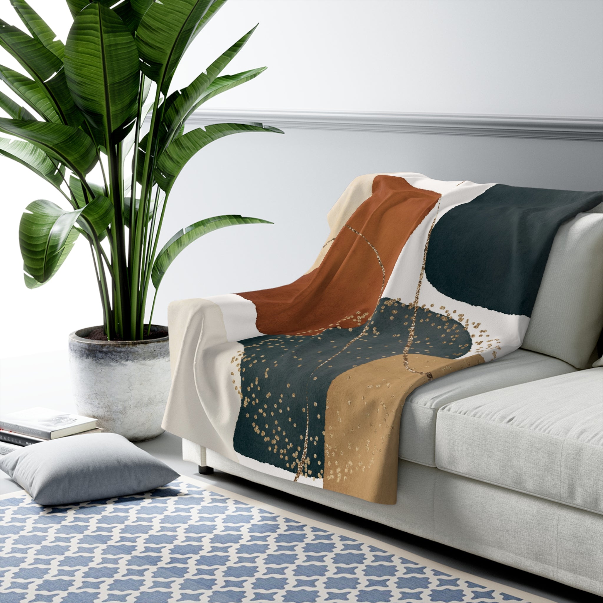 Abstract Throw Blanket | Dark Muted Earthy