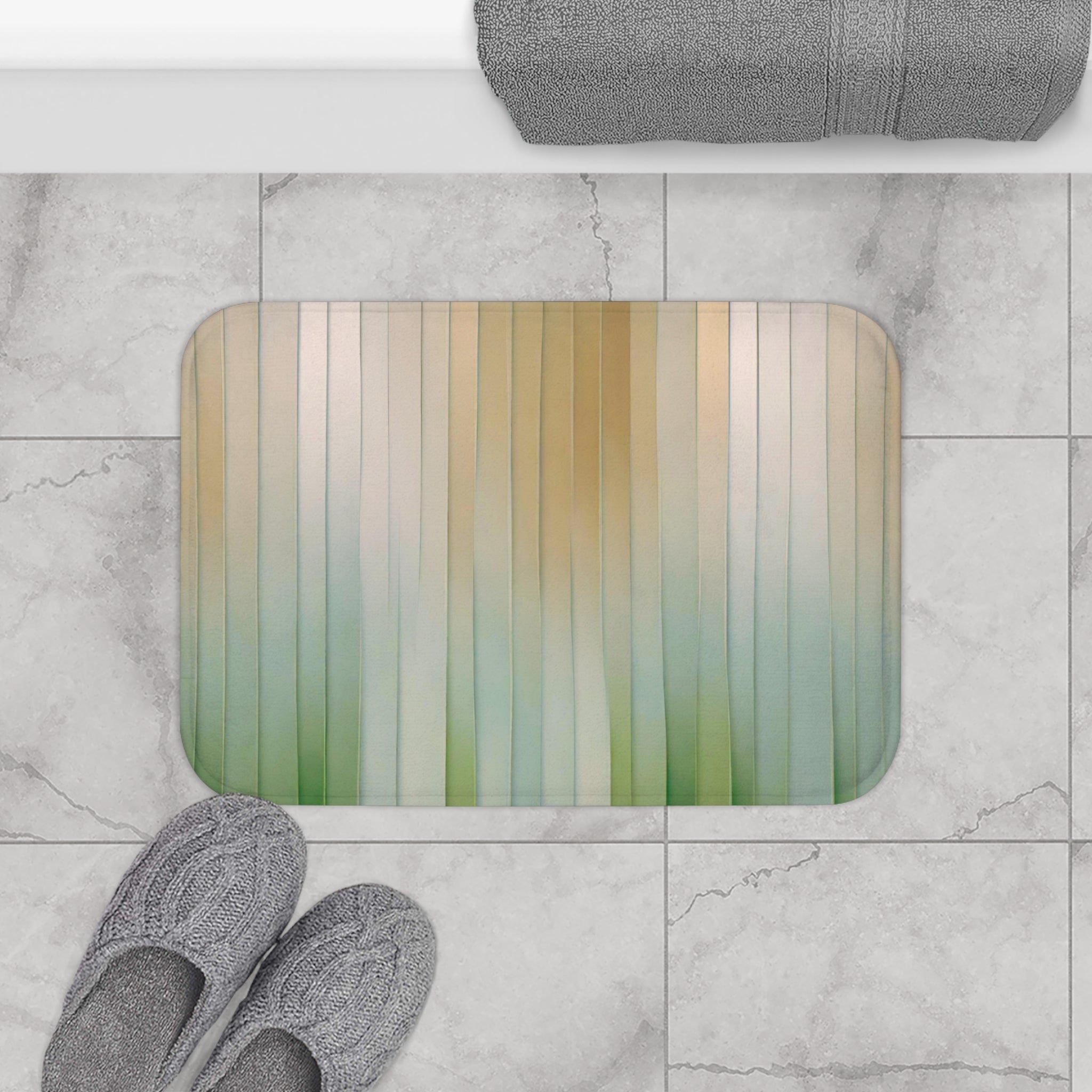 Boho Bath, Kitchen Mat | Modern Teal, Green Blush Pink Beige