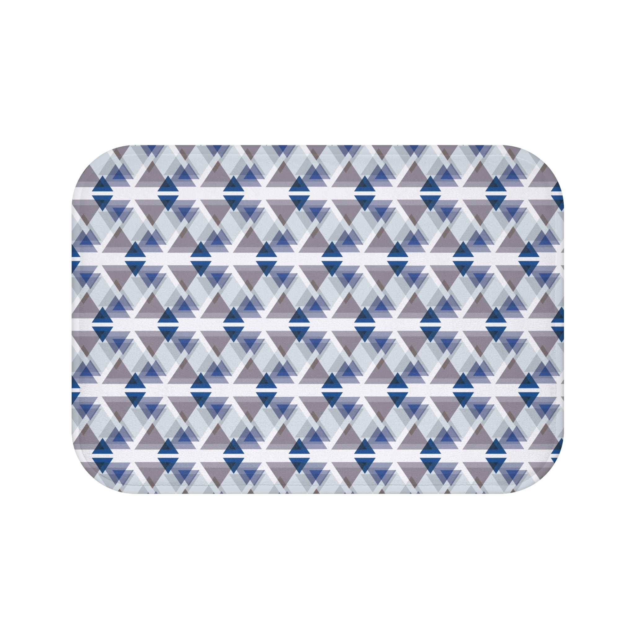 Geometric Bath Mat | Blue White Taupe Kitchen Mat