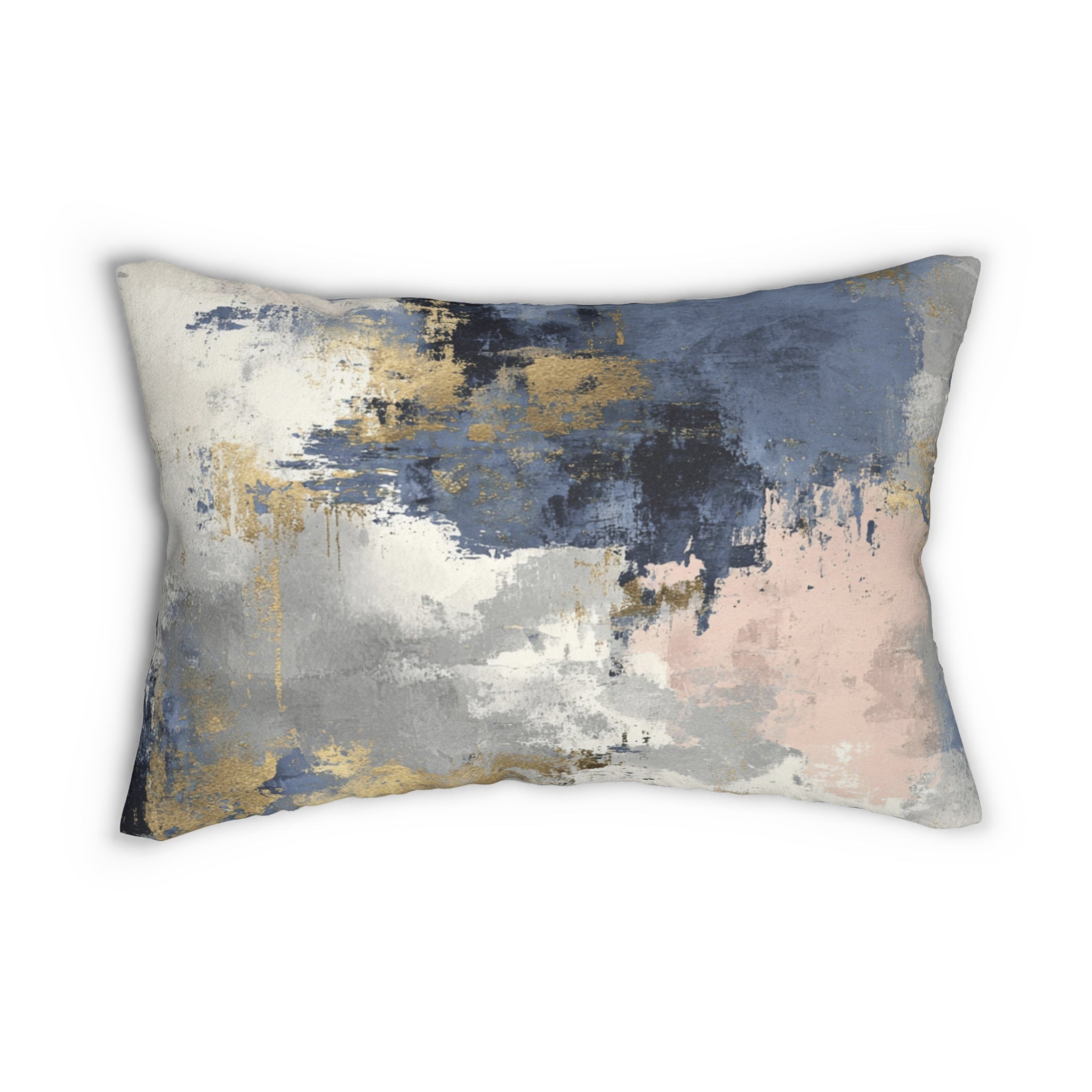 Abstract Lumbar Pillow | Navy Blue, Blush White