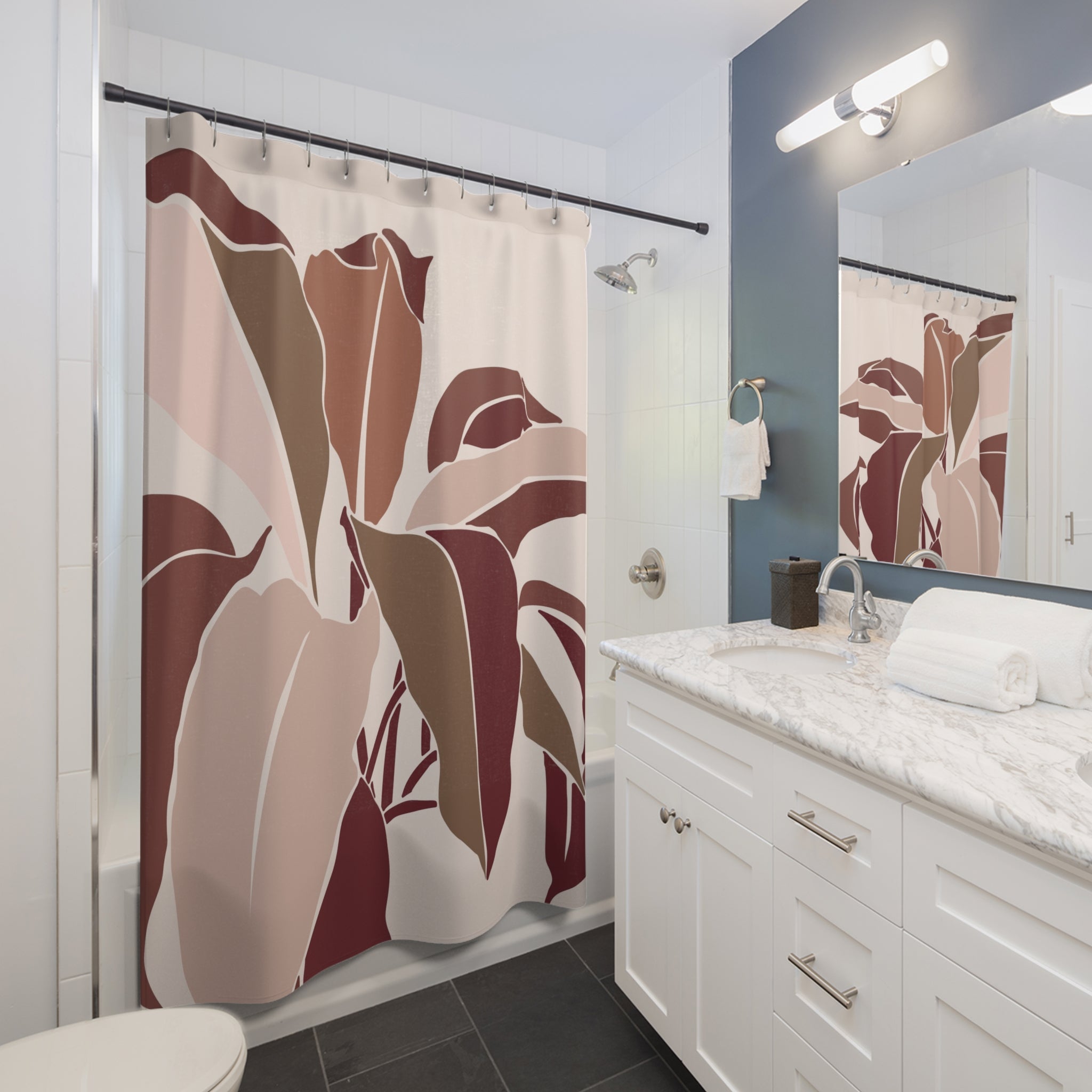 Botanical Shower Curtain | Earthy Minimalist Bathroom Decor