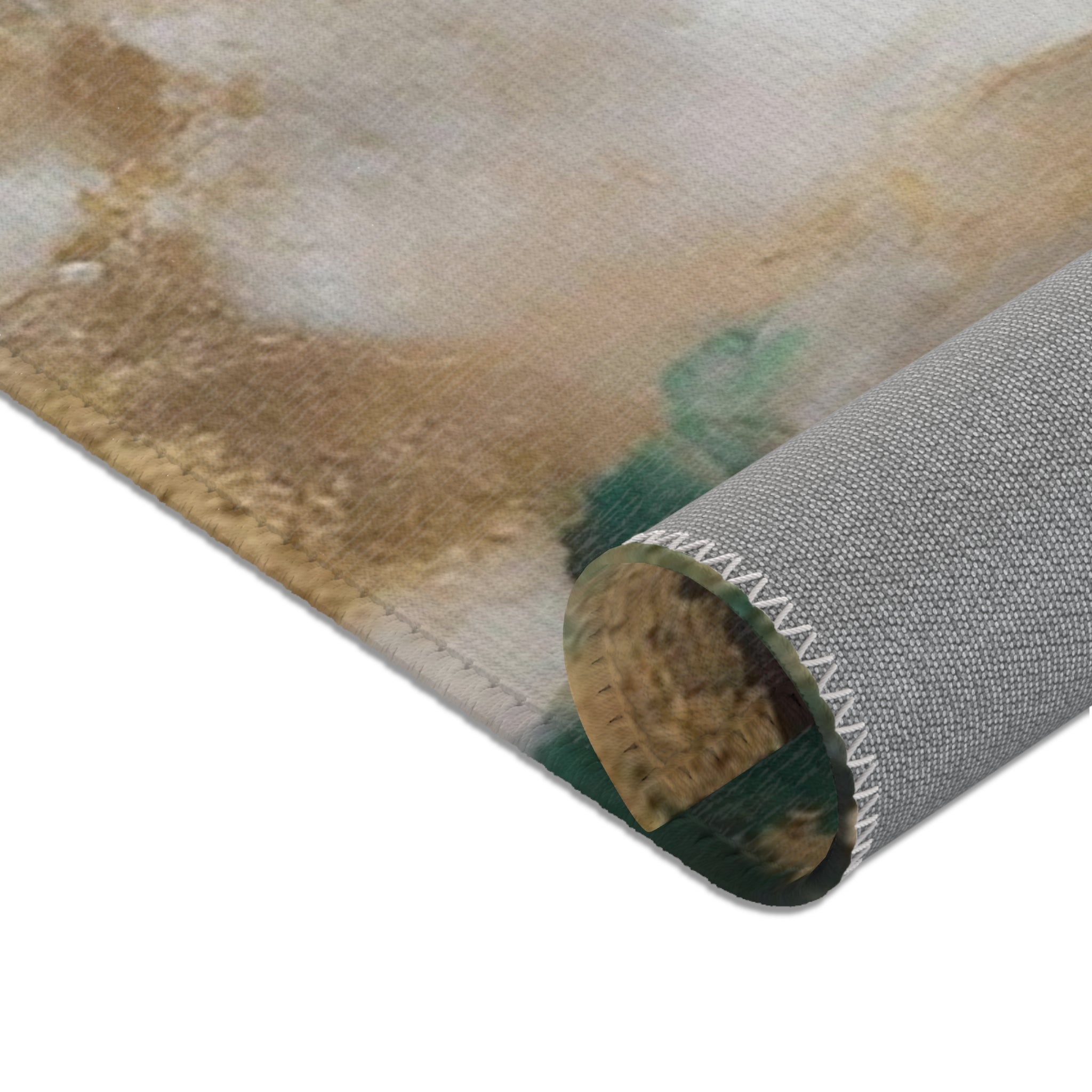 Abstract Large Area Rug | Green Brown Beige