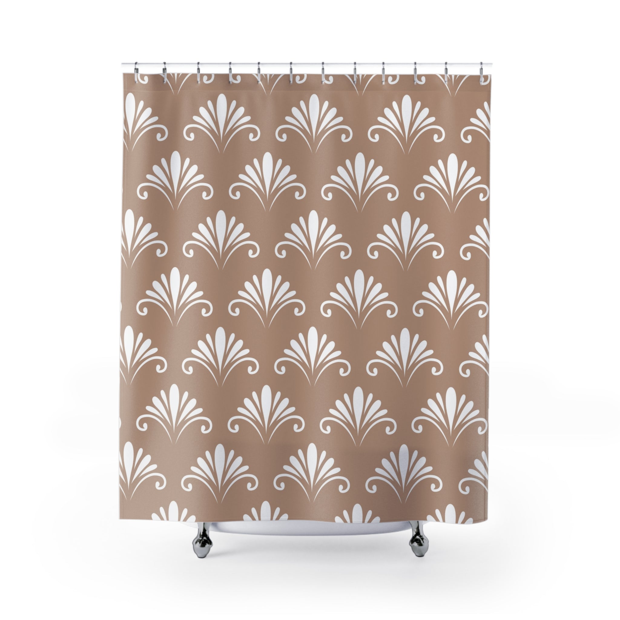 Abstract Shower Curtain | Earthy Art Nouveau Fabric Curtain