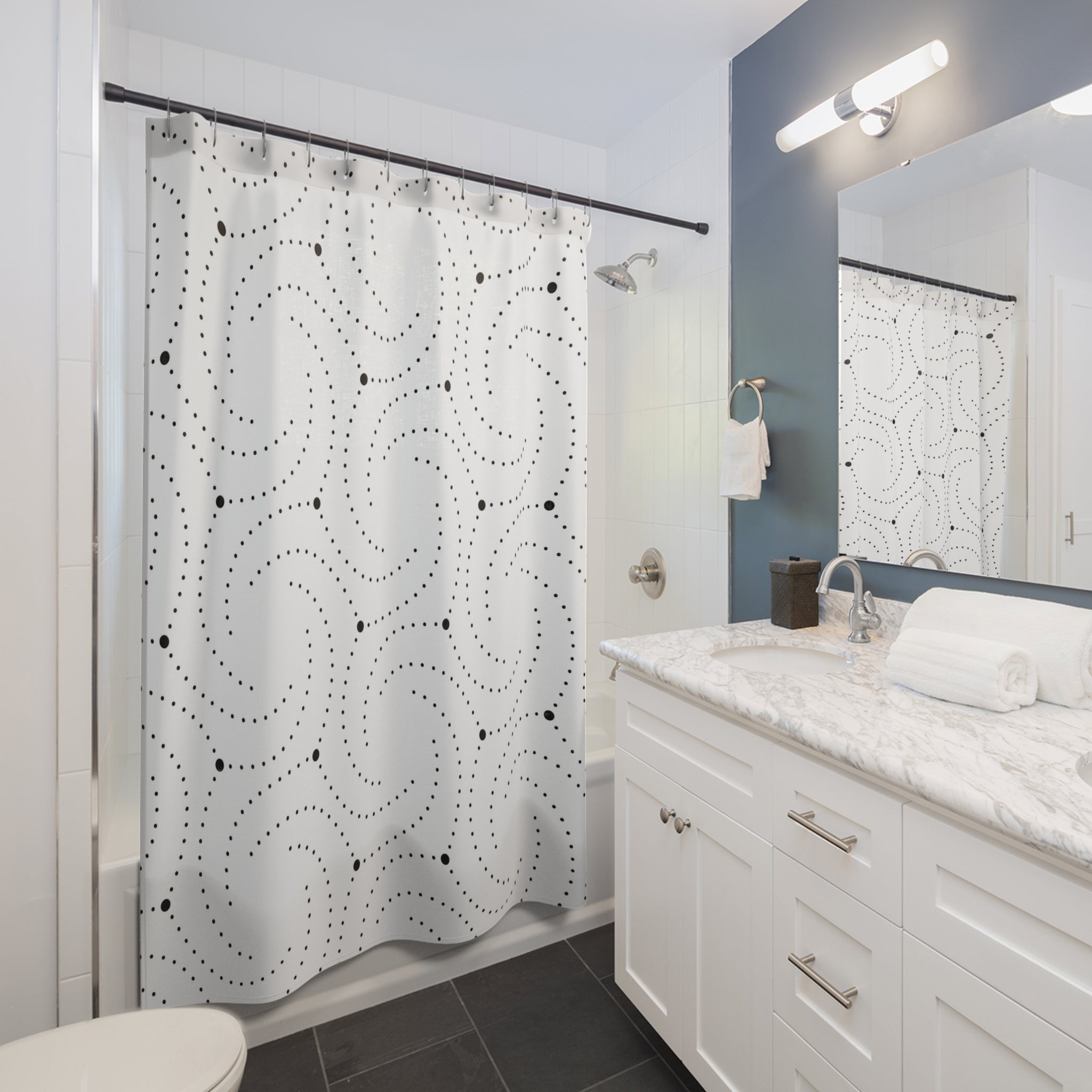 Art Deco Shower Curtain | Black White Minimalist Geometric