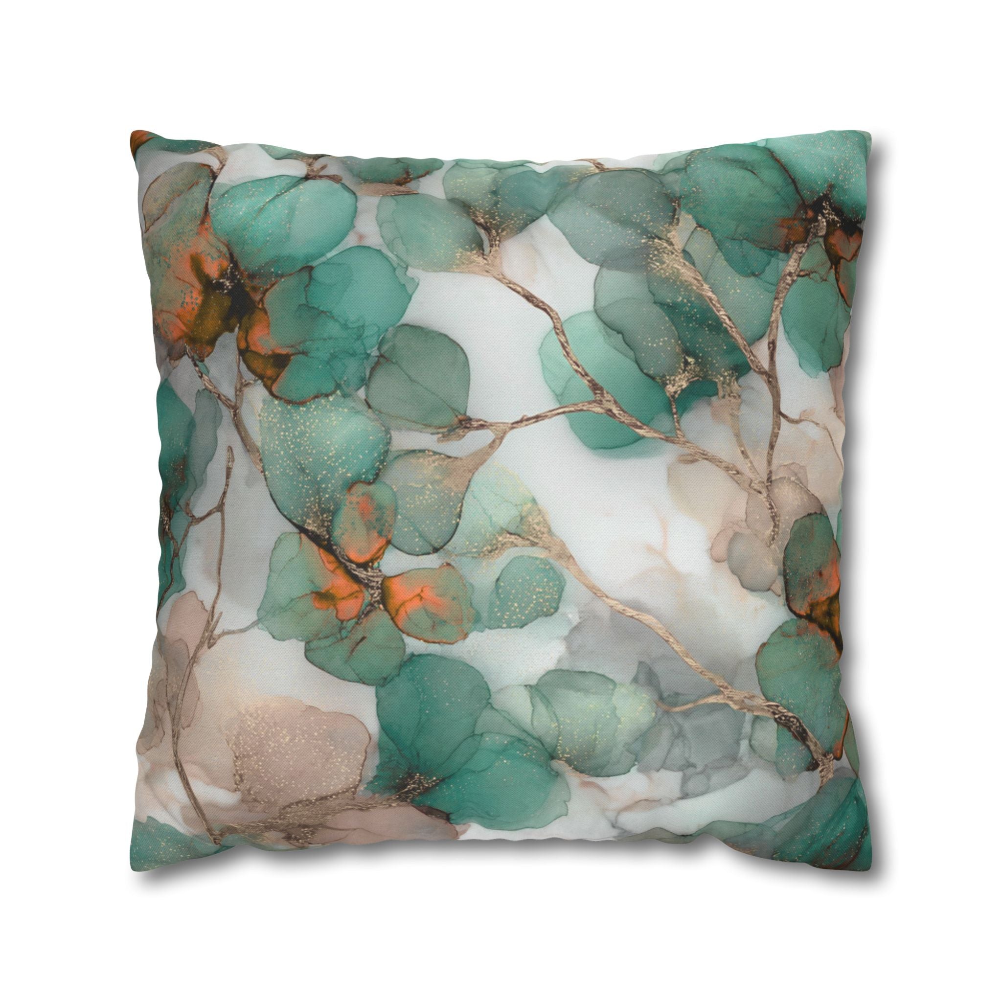 Floral Pillow Cover | Mint Green, Beige Watercolor Pillowcase