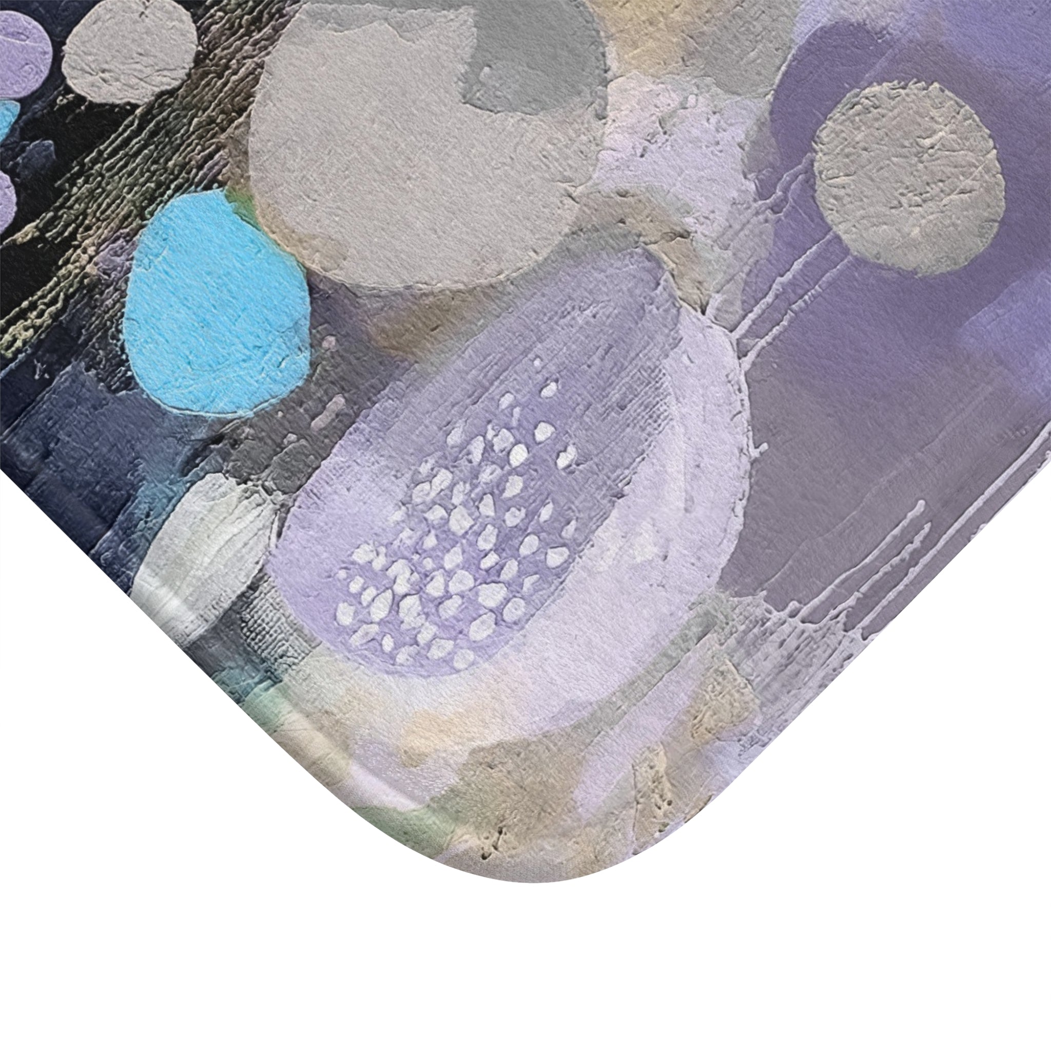 Abstract Bath Mat | Colorful Lavender Purple Beige Black White Kitchen Mat