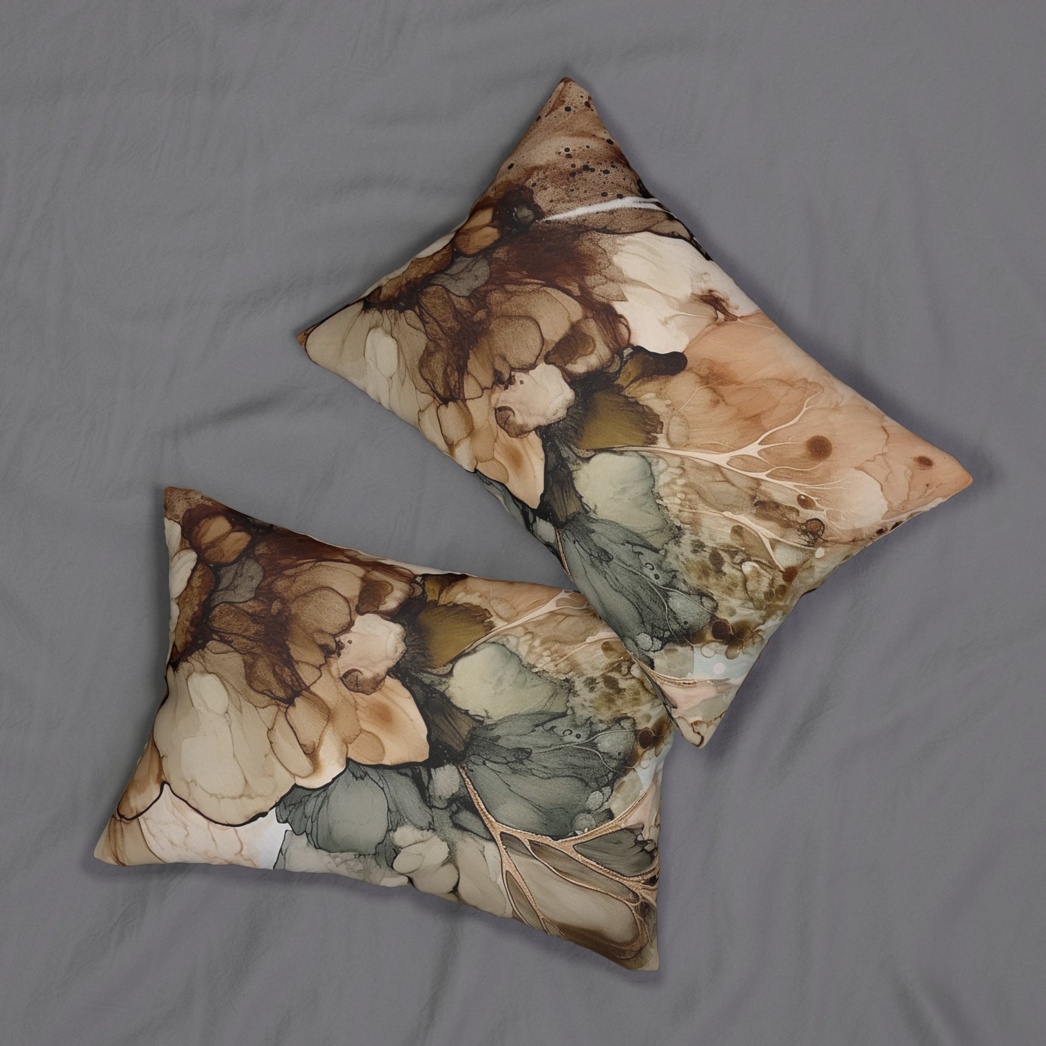 Abstract Lumbar Pillow | Neutral Brown Liquid Alcohol Ink