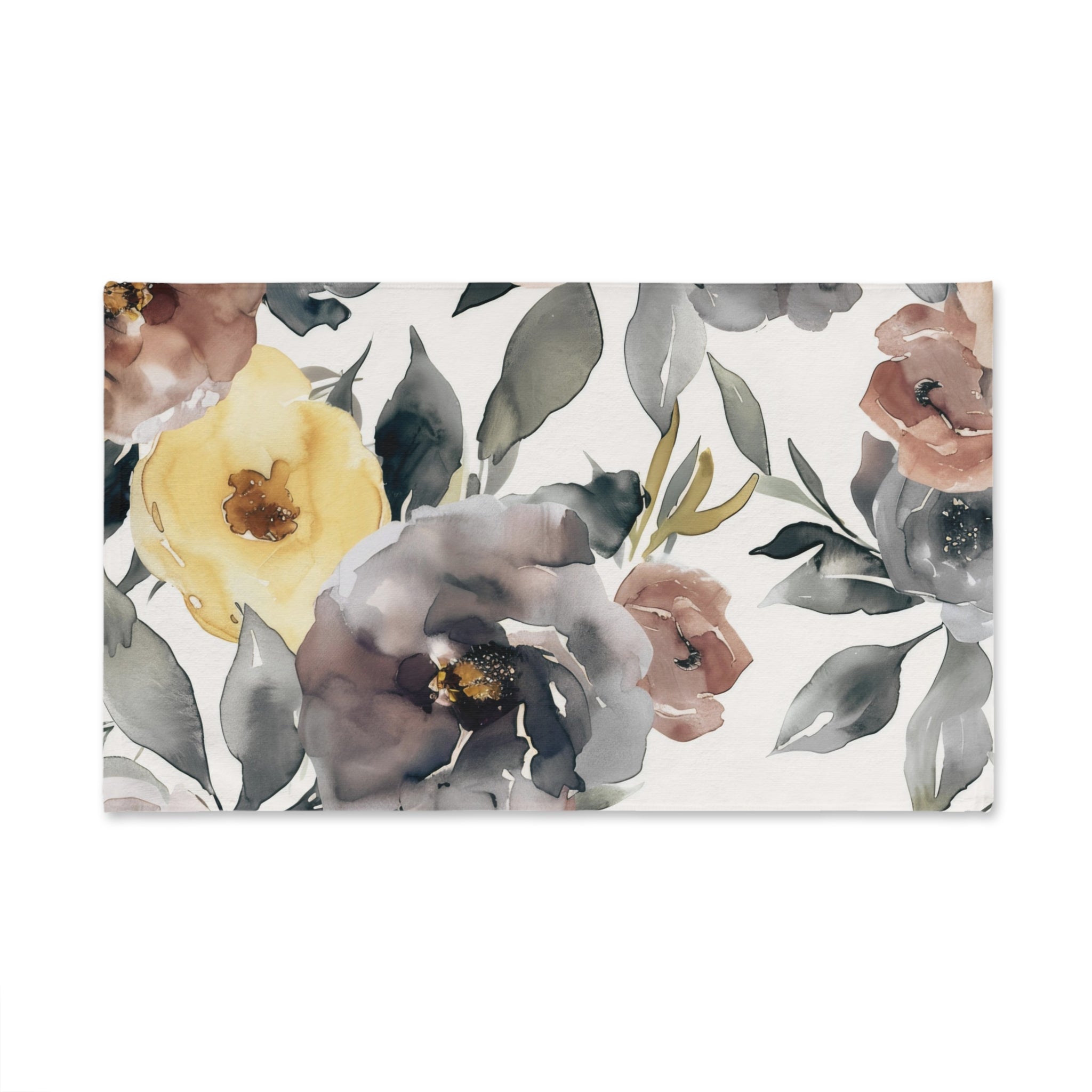 Kitchen, Bath Hand Towel | Floral Grey, Peach Yellow Roses Towel