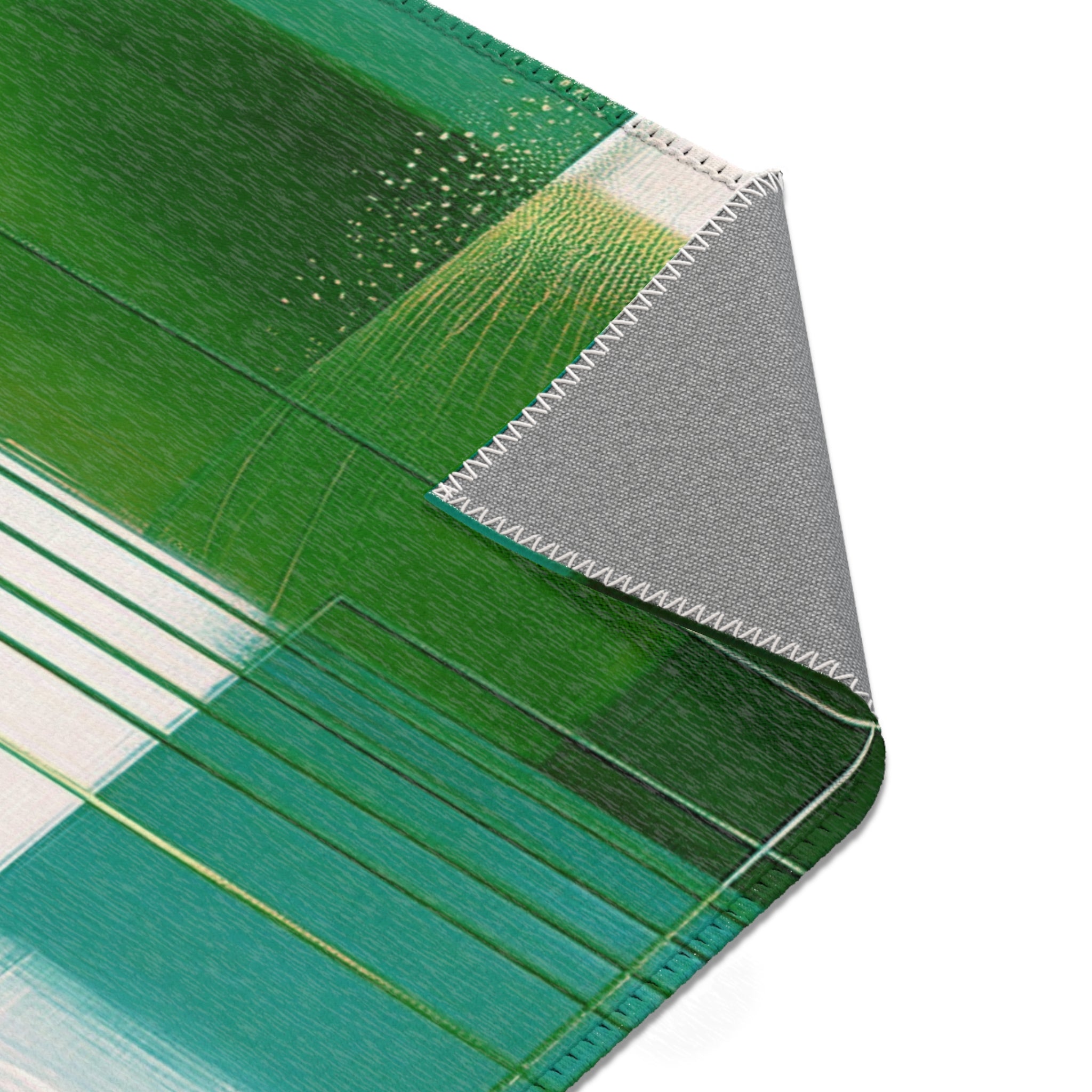 Abstract Large Area Rug | Teal Emerald Green White, Geometric