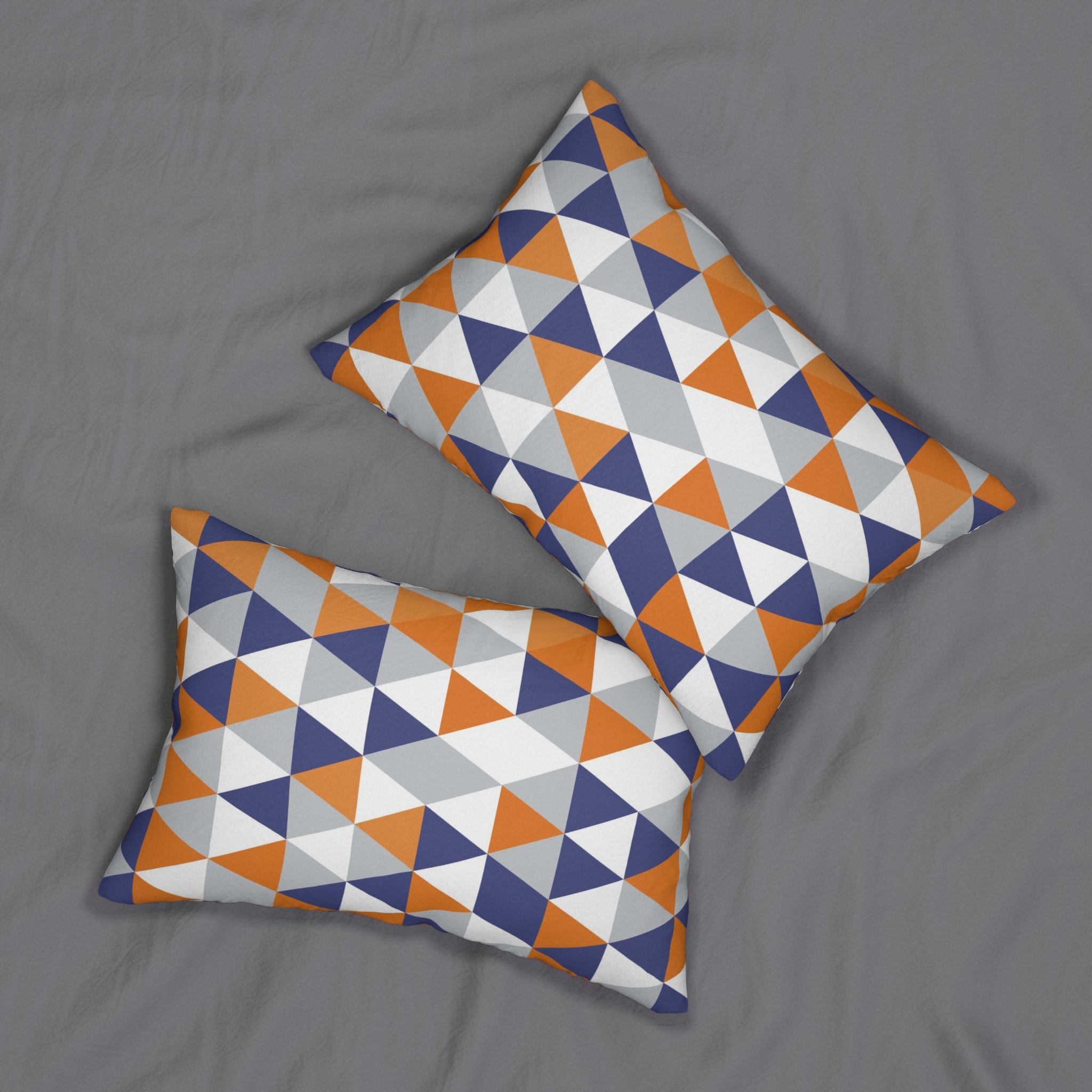 Abstract Lumbar Pillow | Orange Blue Gray White Geometric