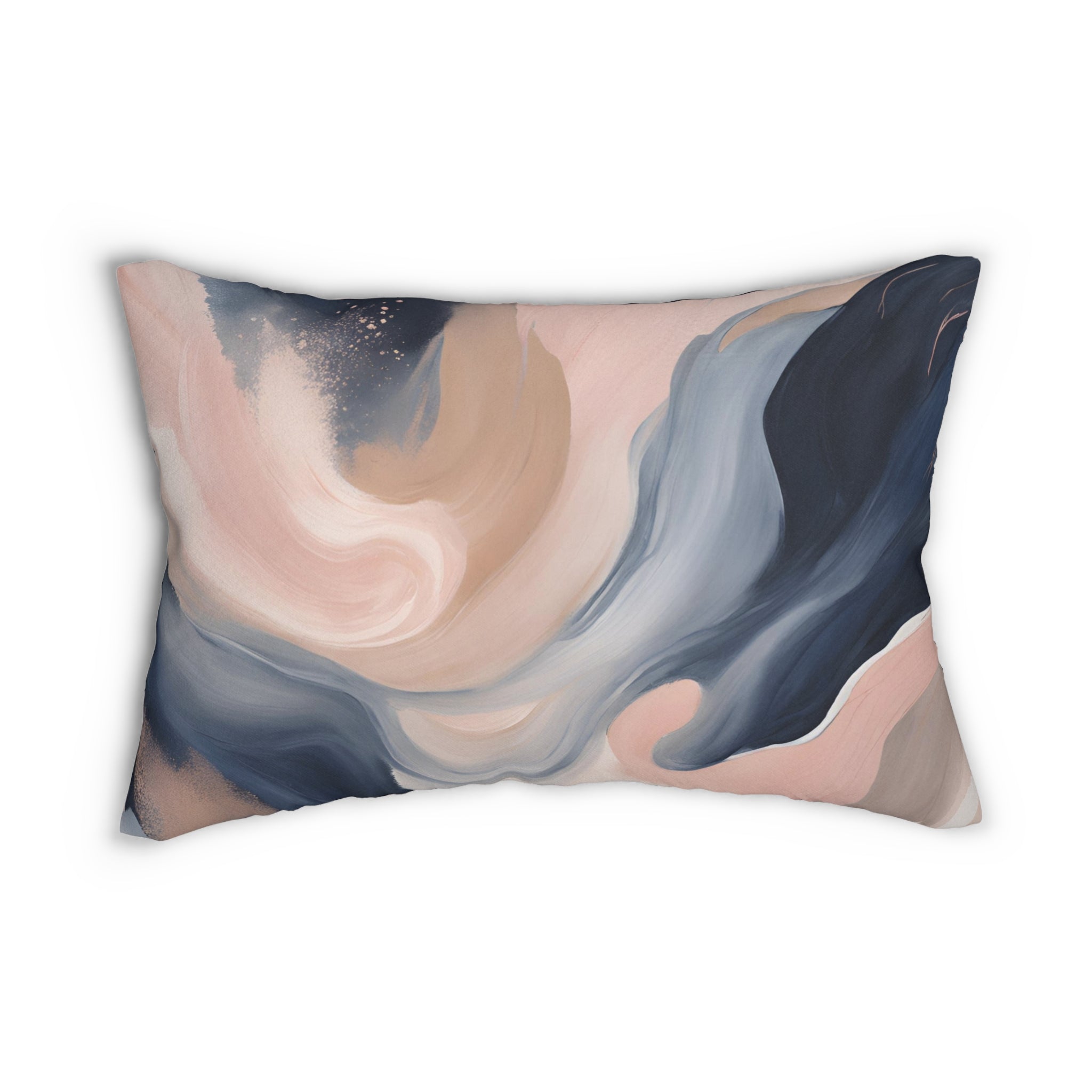 Abstract Lumbar Pillow | Blush Pink, Navy Blue Watercolor