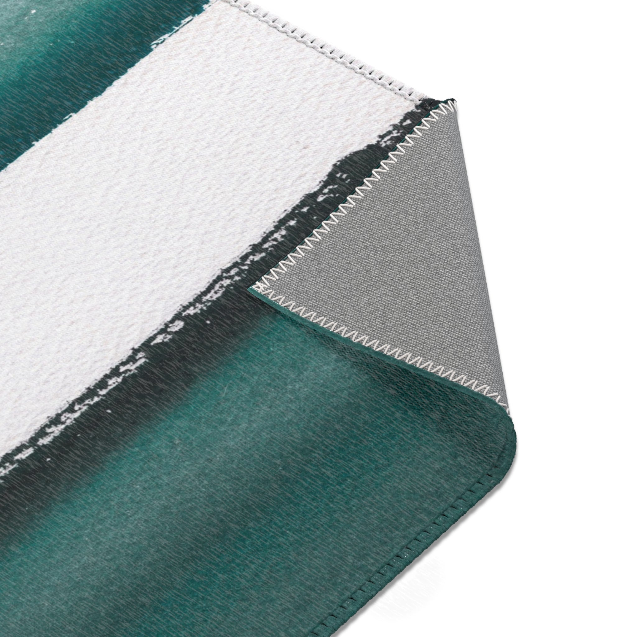 Abstract Area Rug | Rustic Teal Green Grey Black White