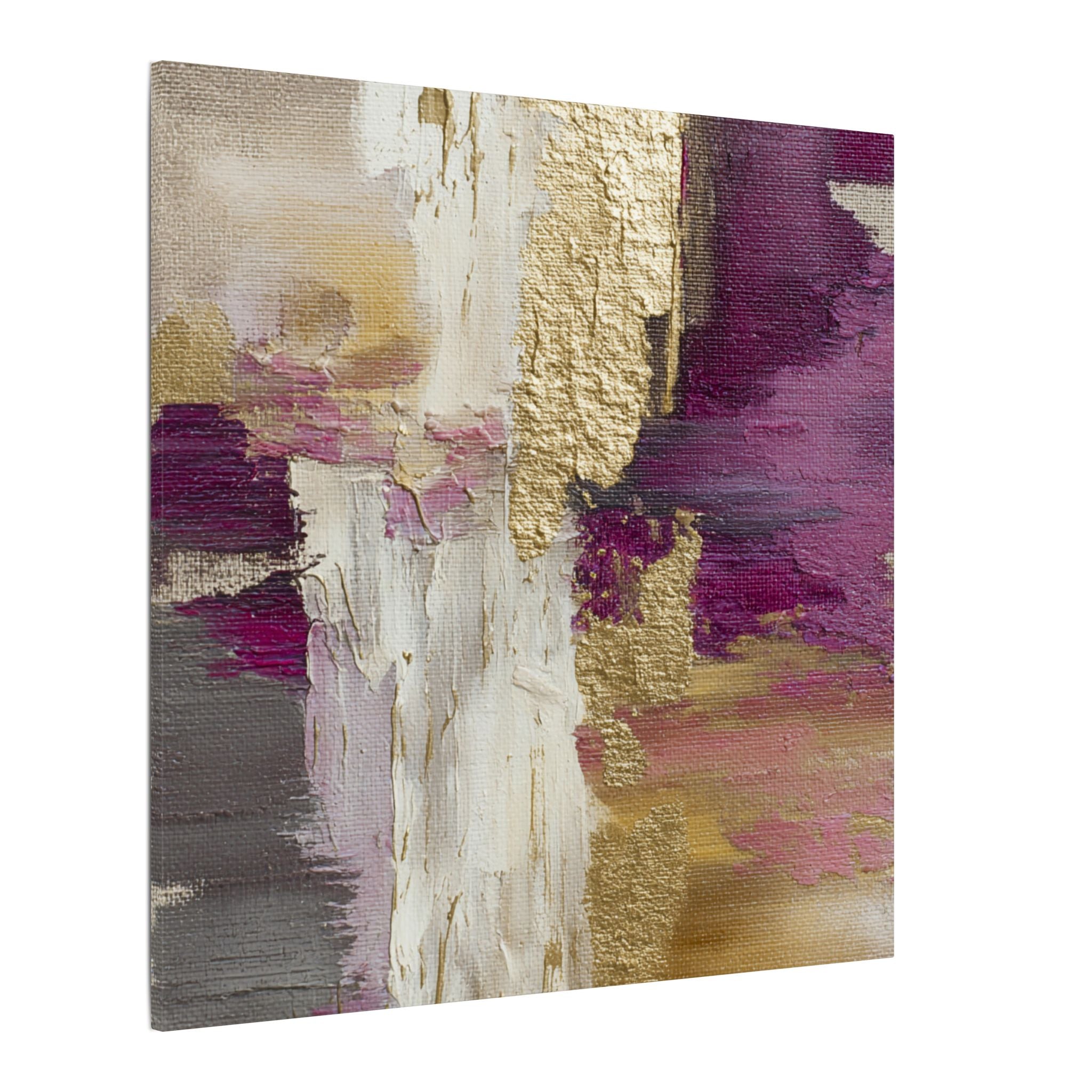 Purple & Muted Gold Abstract Canvas Wall Art – Modern Luxe Minimalist Painting Print