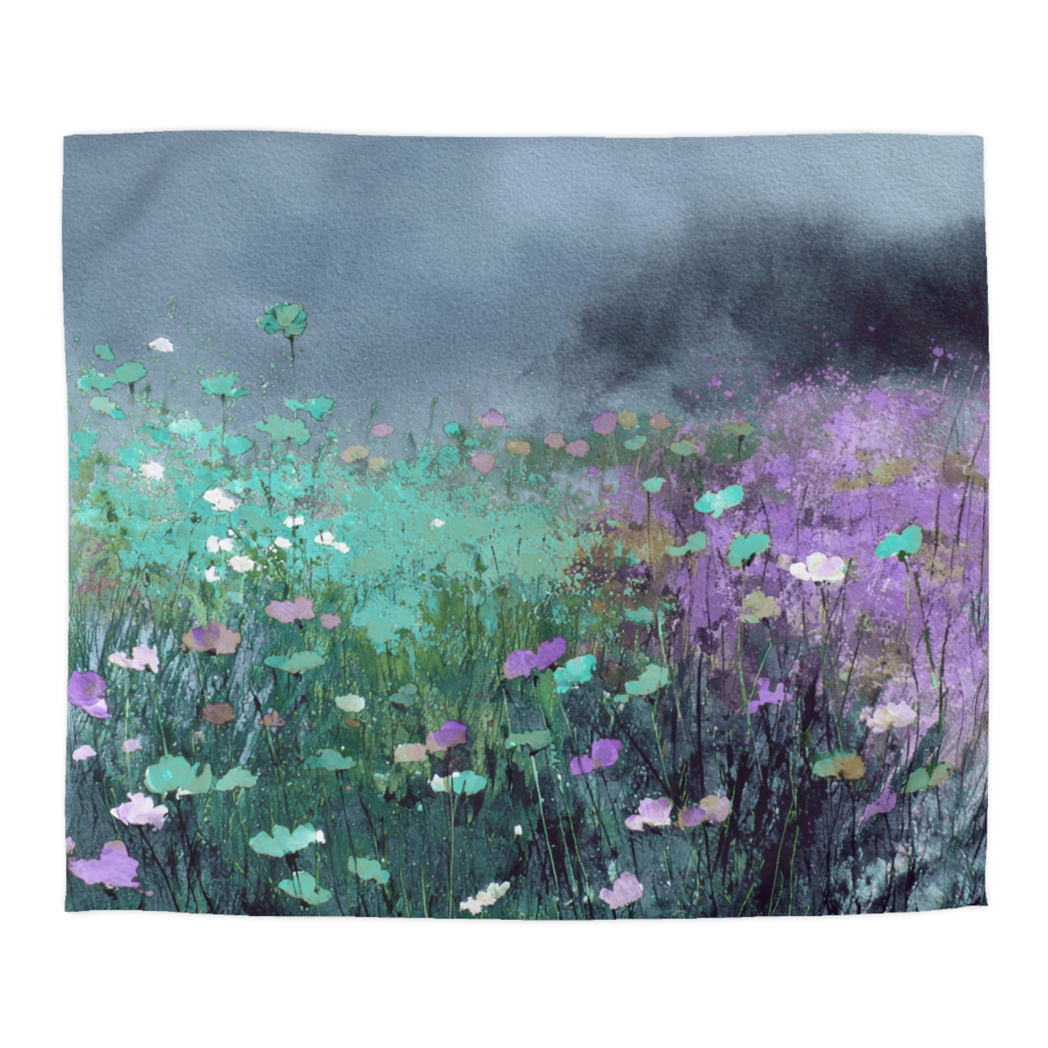 Floral Duvet, Pillow Cover | Teal Purple Bedroom Decor