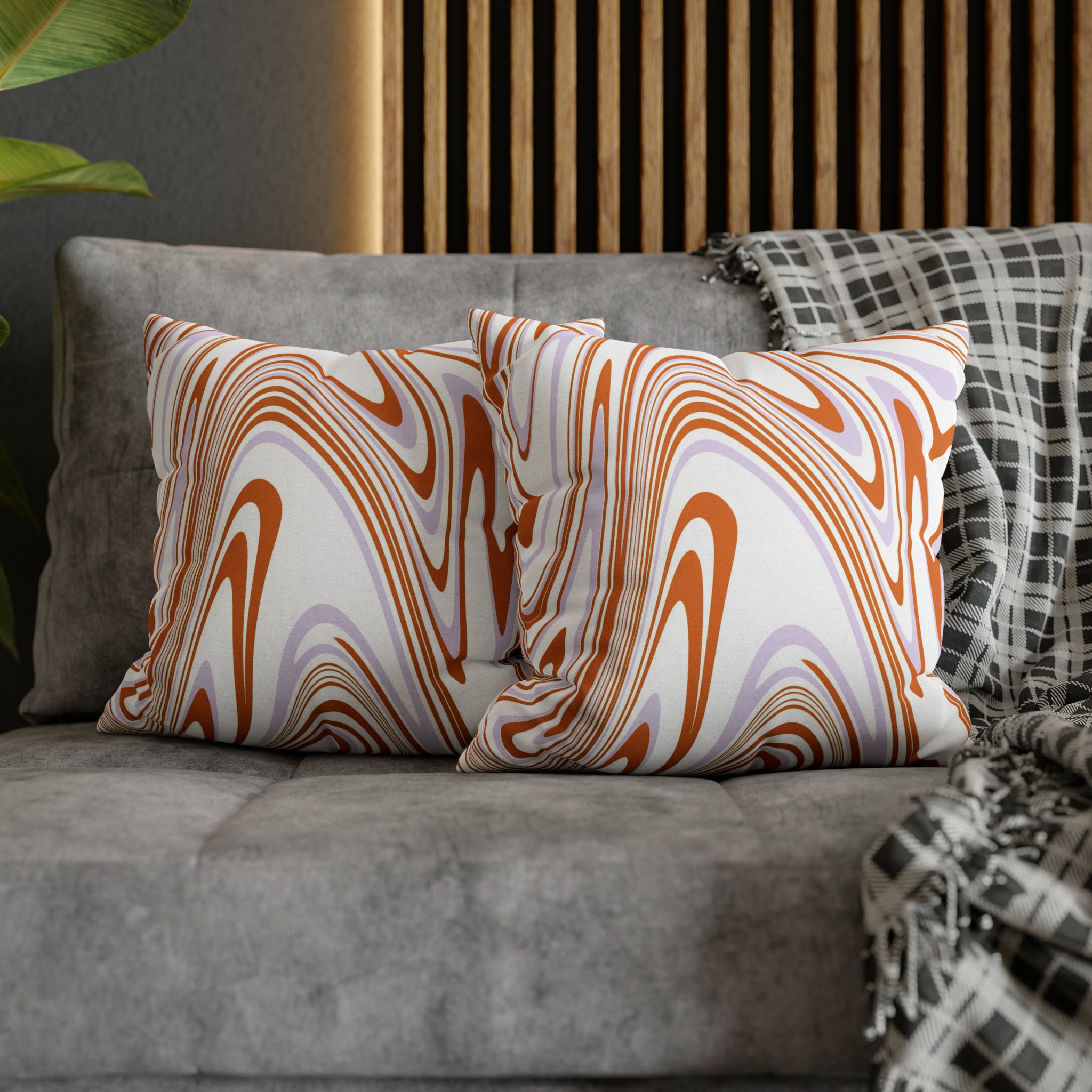 Abstract Pillow Cover | Retro Orange Lavender White