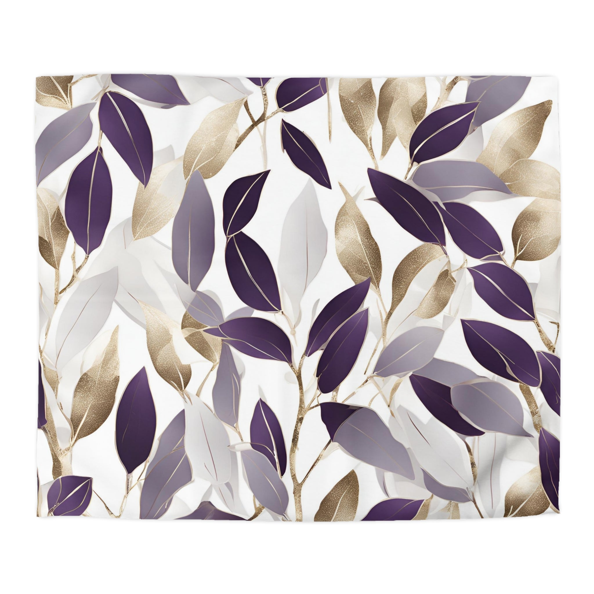 Abstract Floral Duvet Cover | Grey White, Lilac Purple | Bedroom Decor
