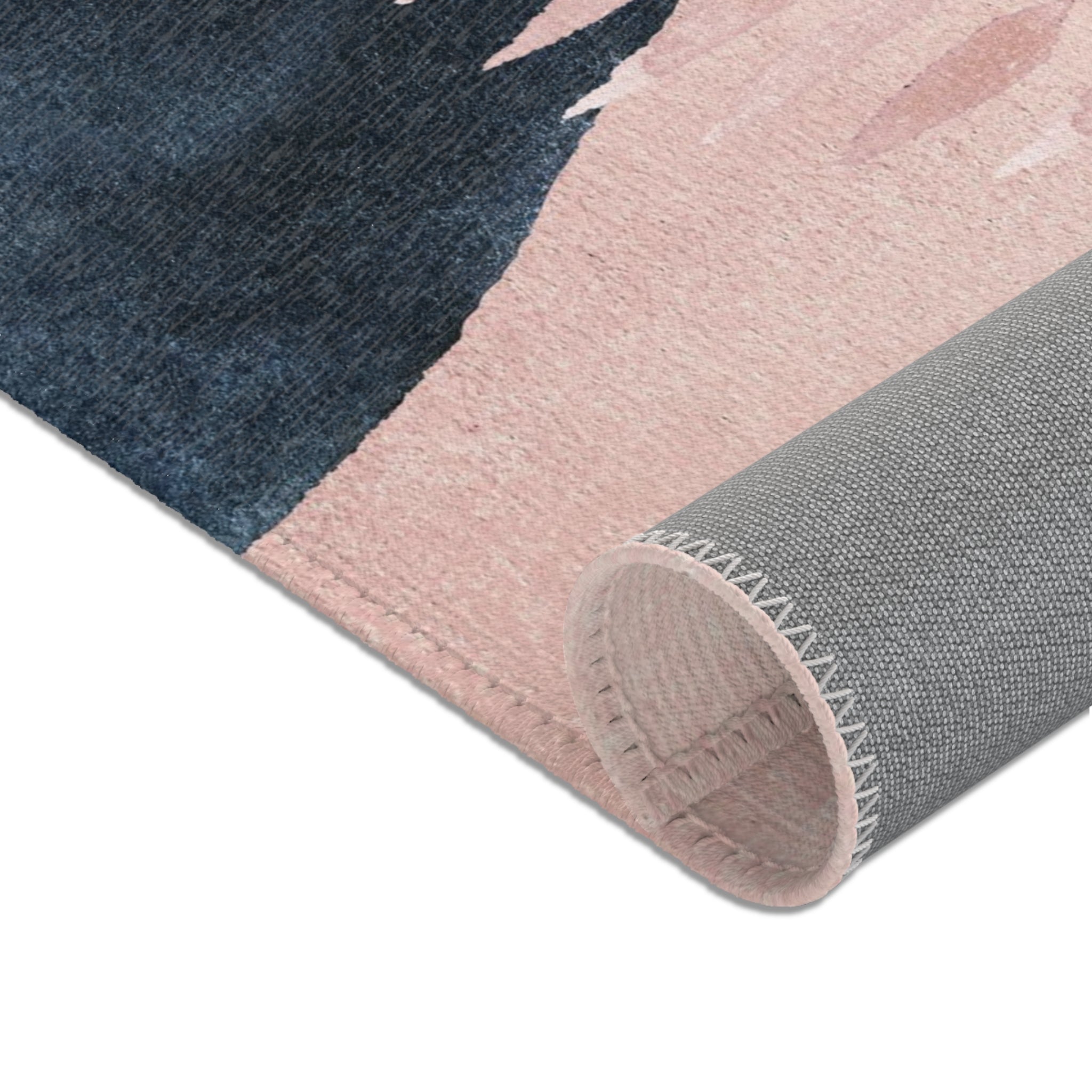 Abstract Area Rug | Navy Blue, Blush Pink Watercolor Artsy Rug