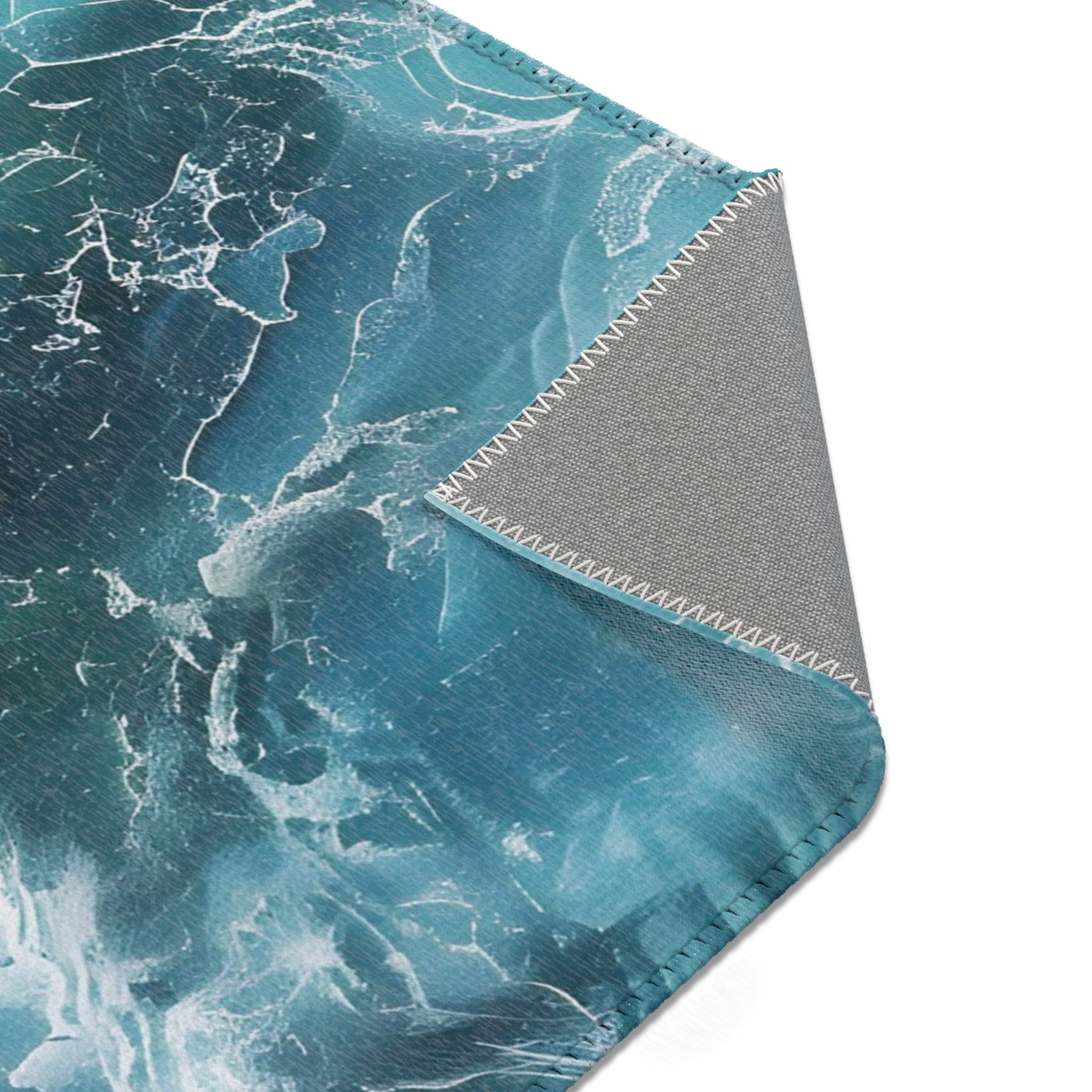 Abstract Ocean Area Rug | Teal Turquoise Sea Blue