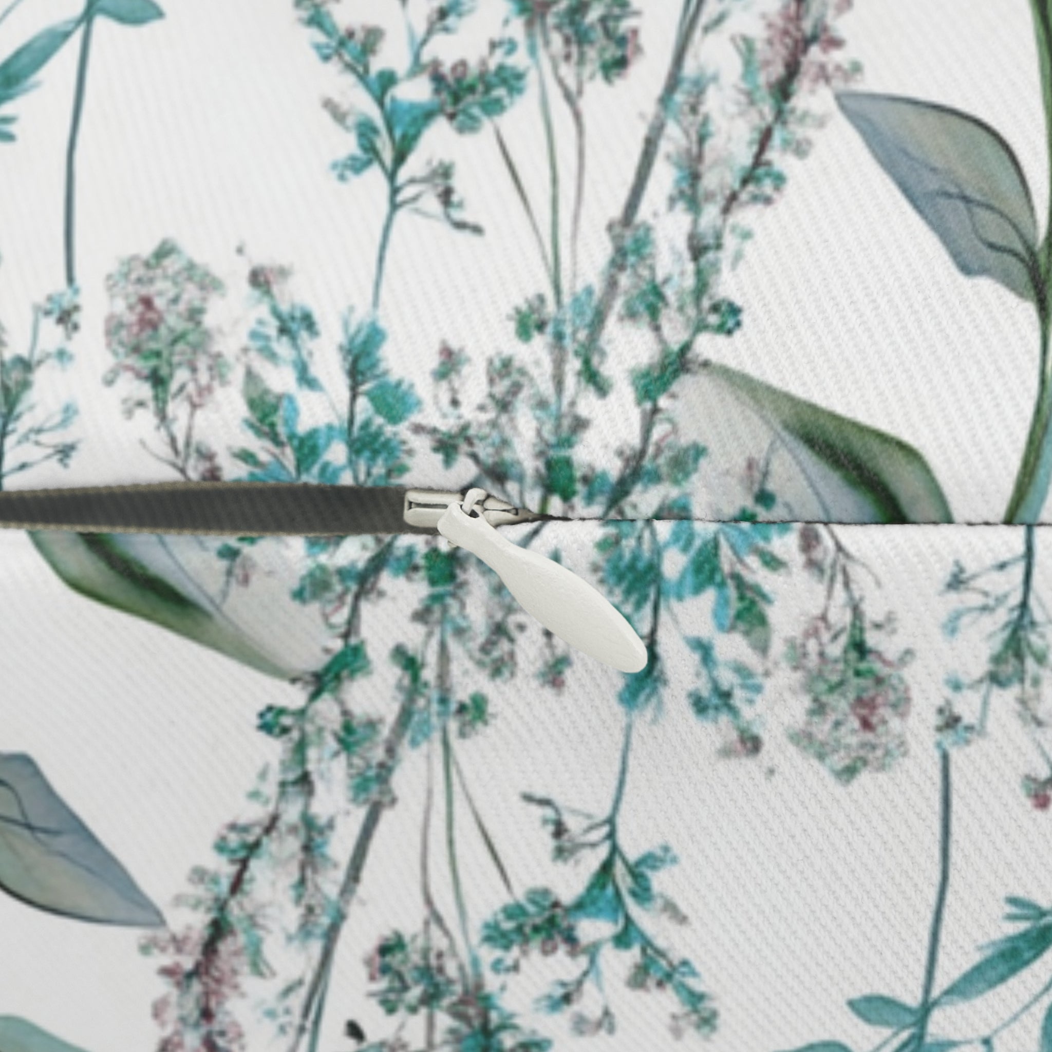 Floral Lumbar Pillow | Teal Green White Wildflowers