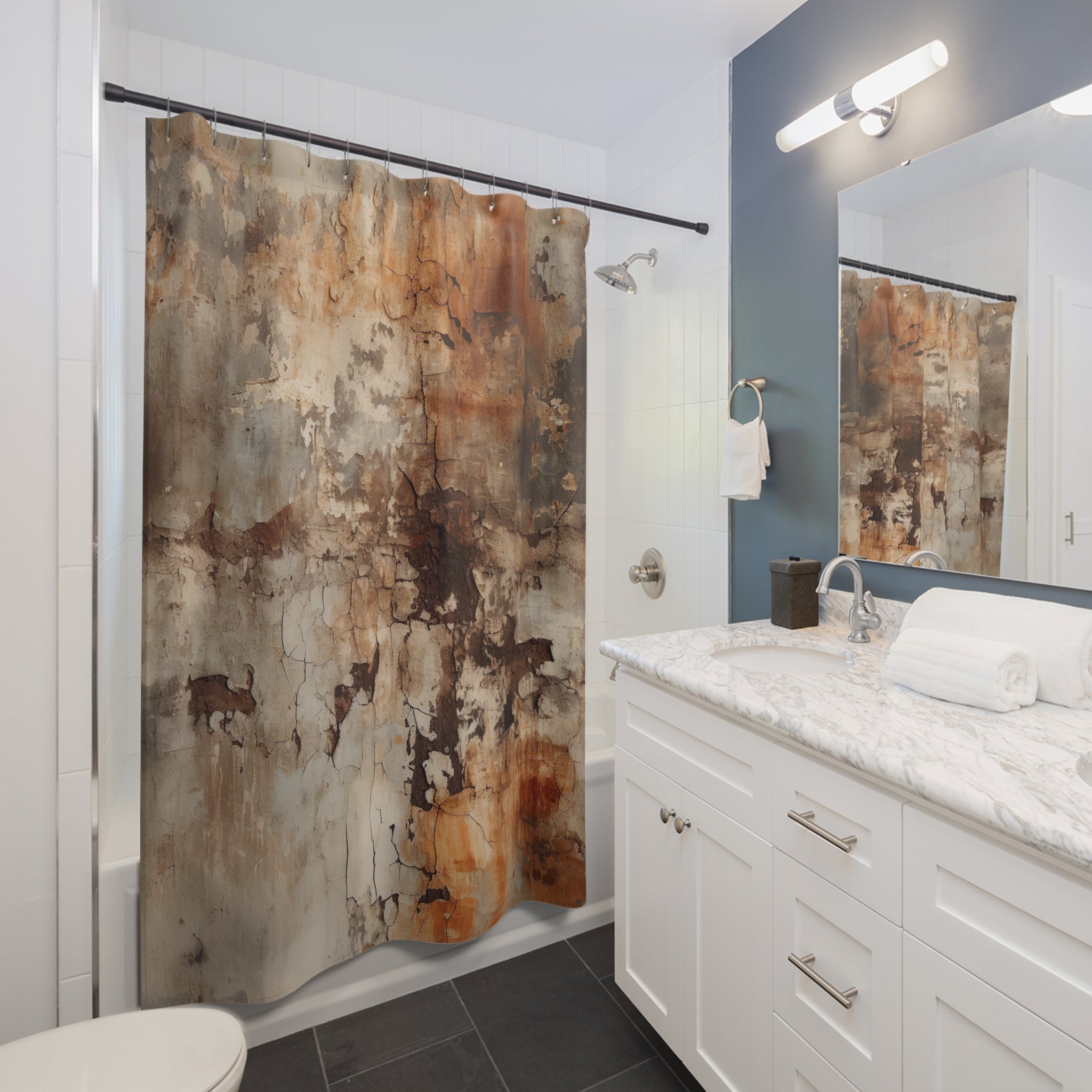 Abstract Shower Curtain | Beige Rust Earthy Rustic Watercolor Bathroom Decor