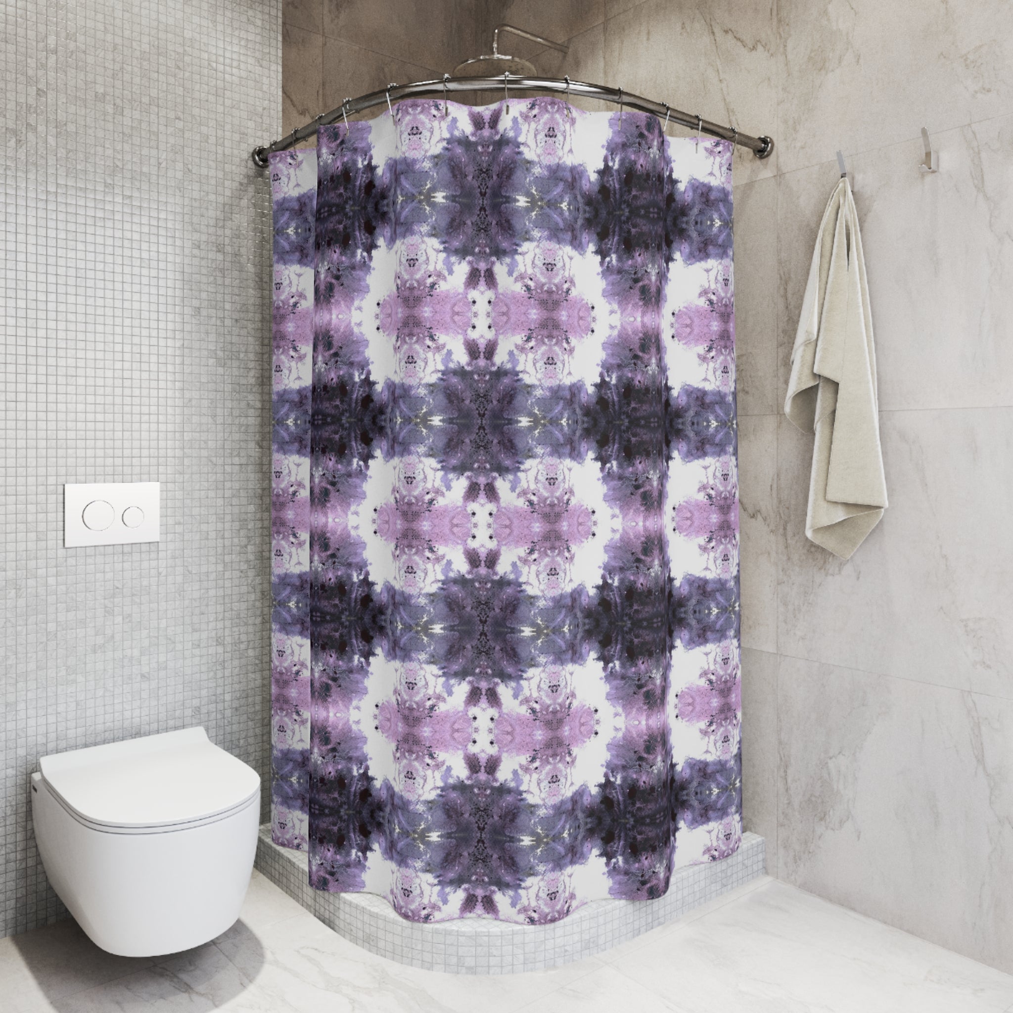 Boho Shower Curtain | Purple Lavender Moroccan Abstract Fabric Curtain