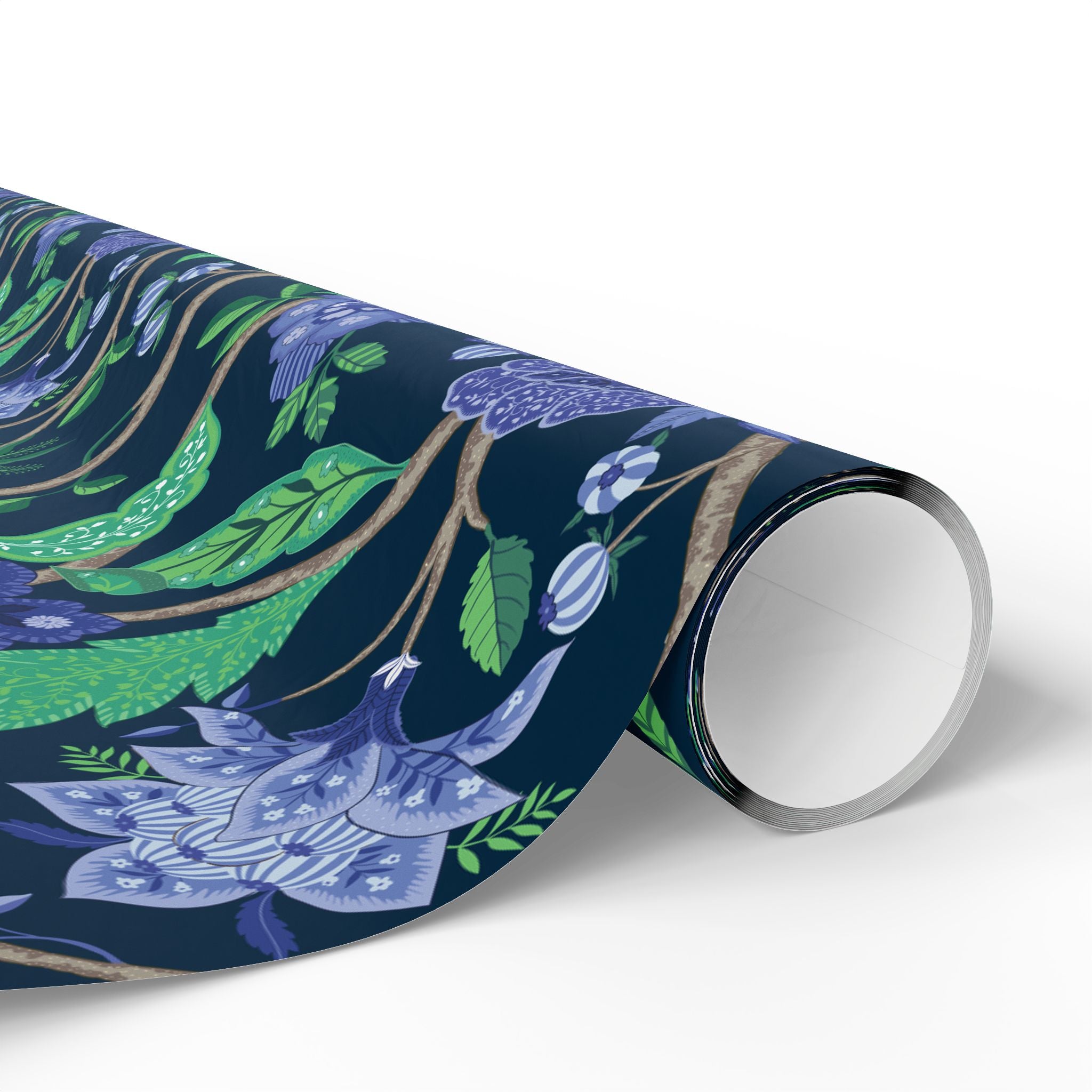 Wrapping Paper | Blue Green Floral Gift Wrap for the Holidays, Birthdays